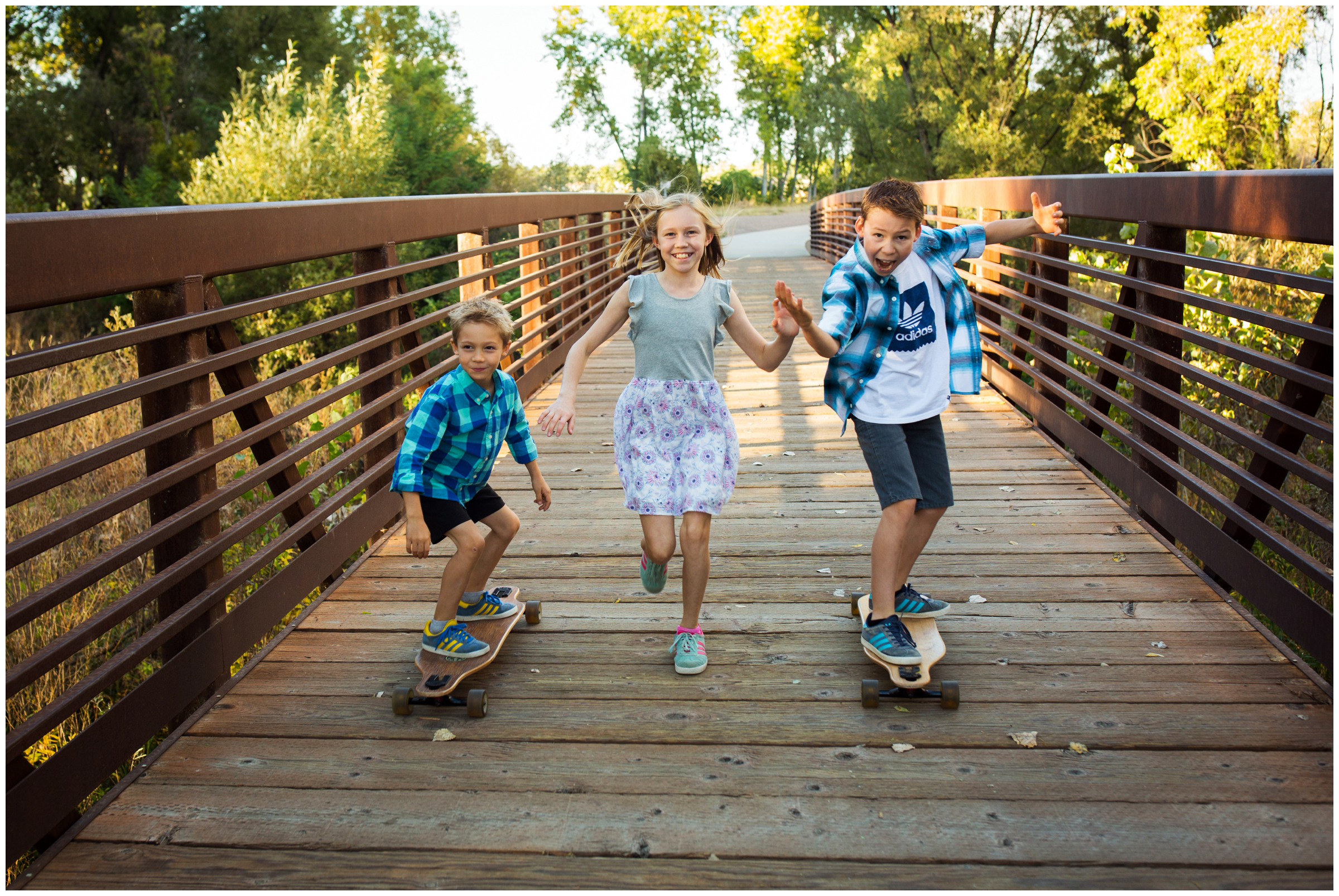 skate boarding Colorado family photos by Longmont child photographer Plum Pretty Photography at Golden Ponds