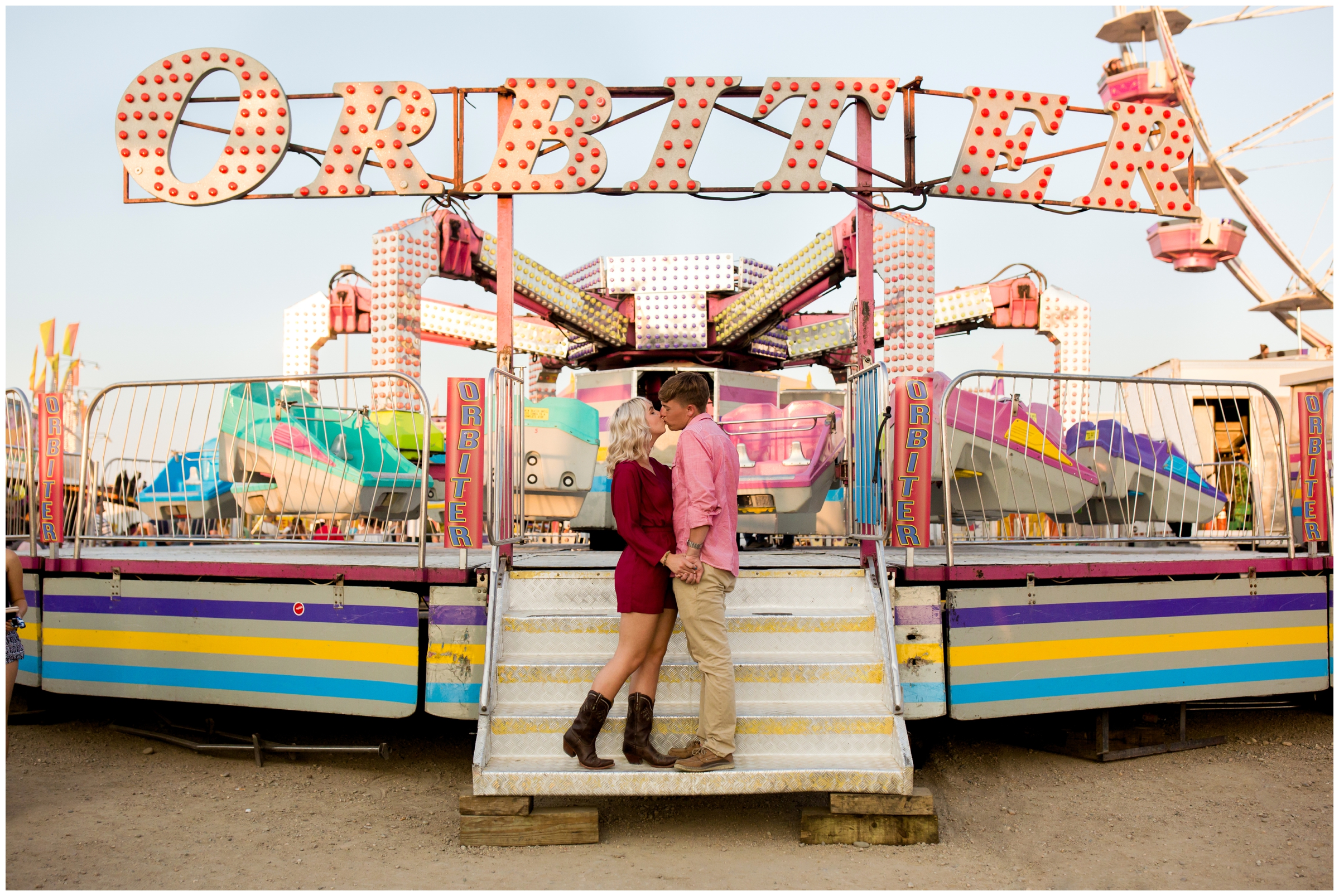 Longmont engagement pictures at the carnival by Colorado wedding photographer Plum Pretty Photography. Fair engagement photos inspiraiton.