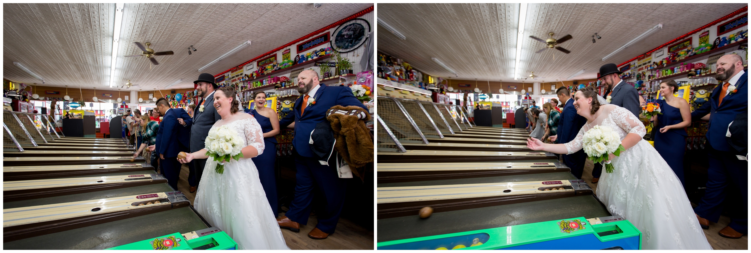 Colorado Springs wedding portraits at the penny arcade 