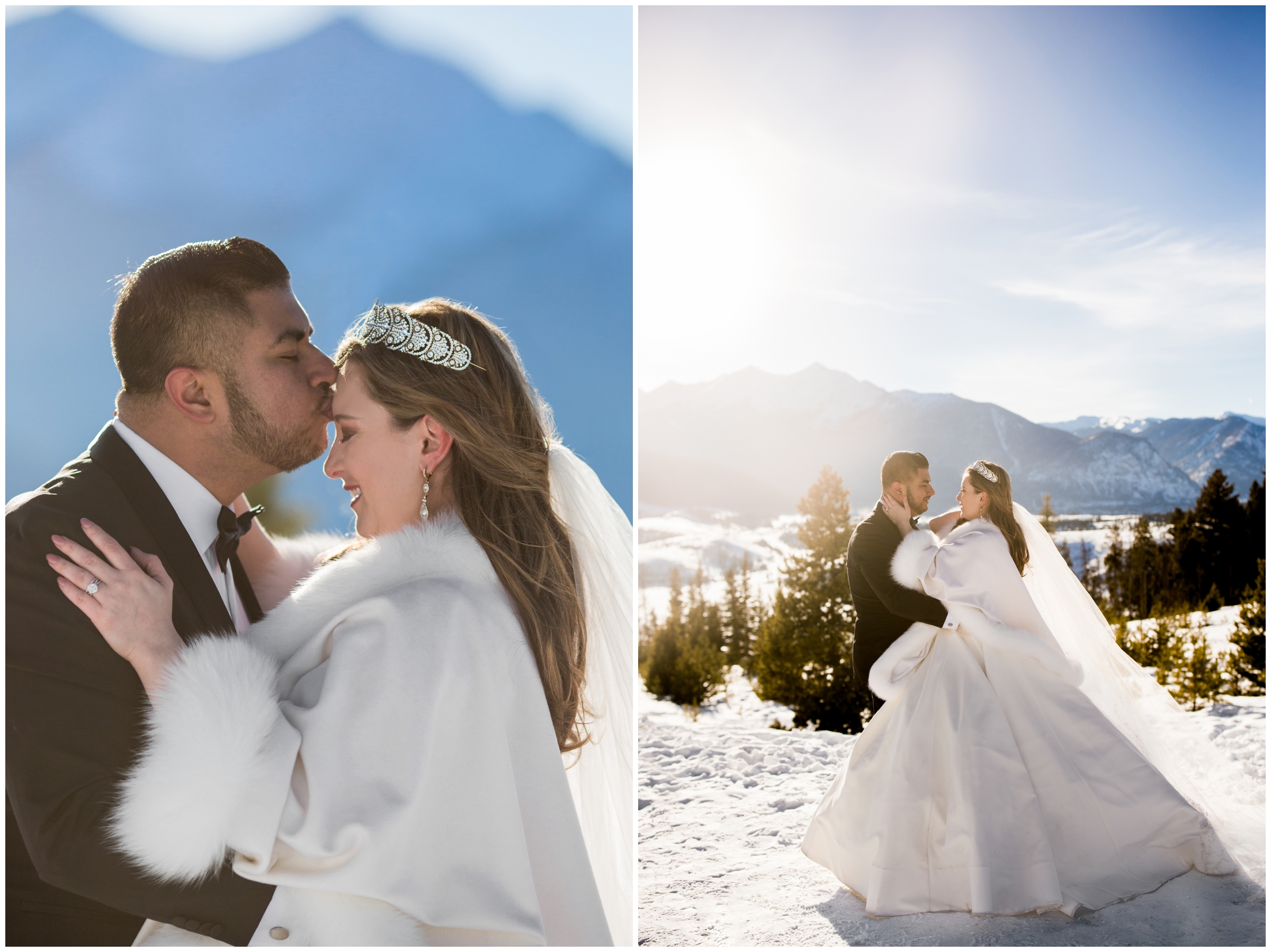 snowy Colorado winter wedding photos at Sapphire Point Breckenridge 