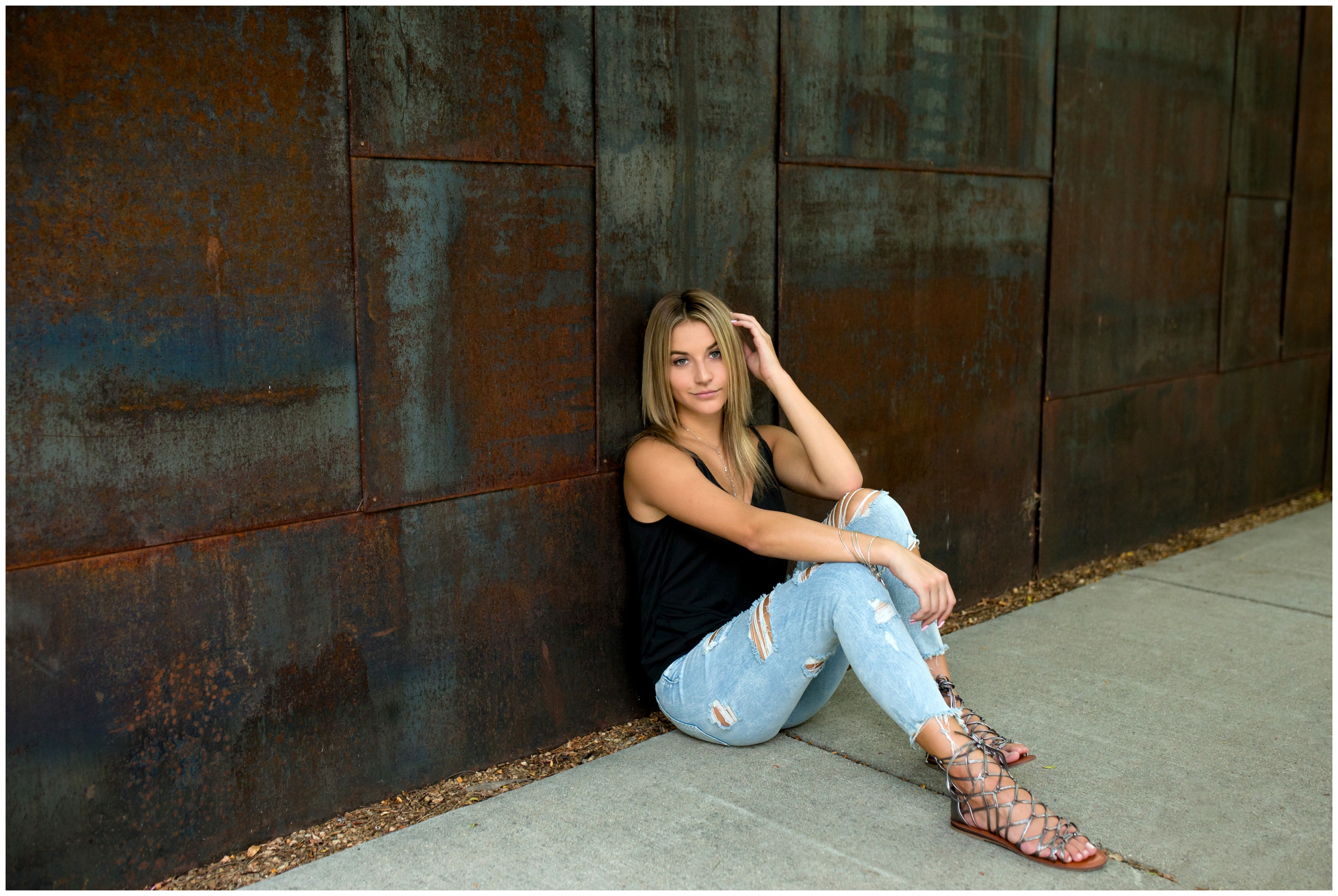 urban Frederick Colorado senior photography at Prospect New Town by Longmont portrait photographer Plum Pretty Photography