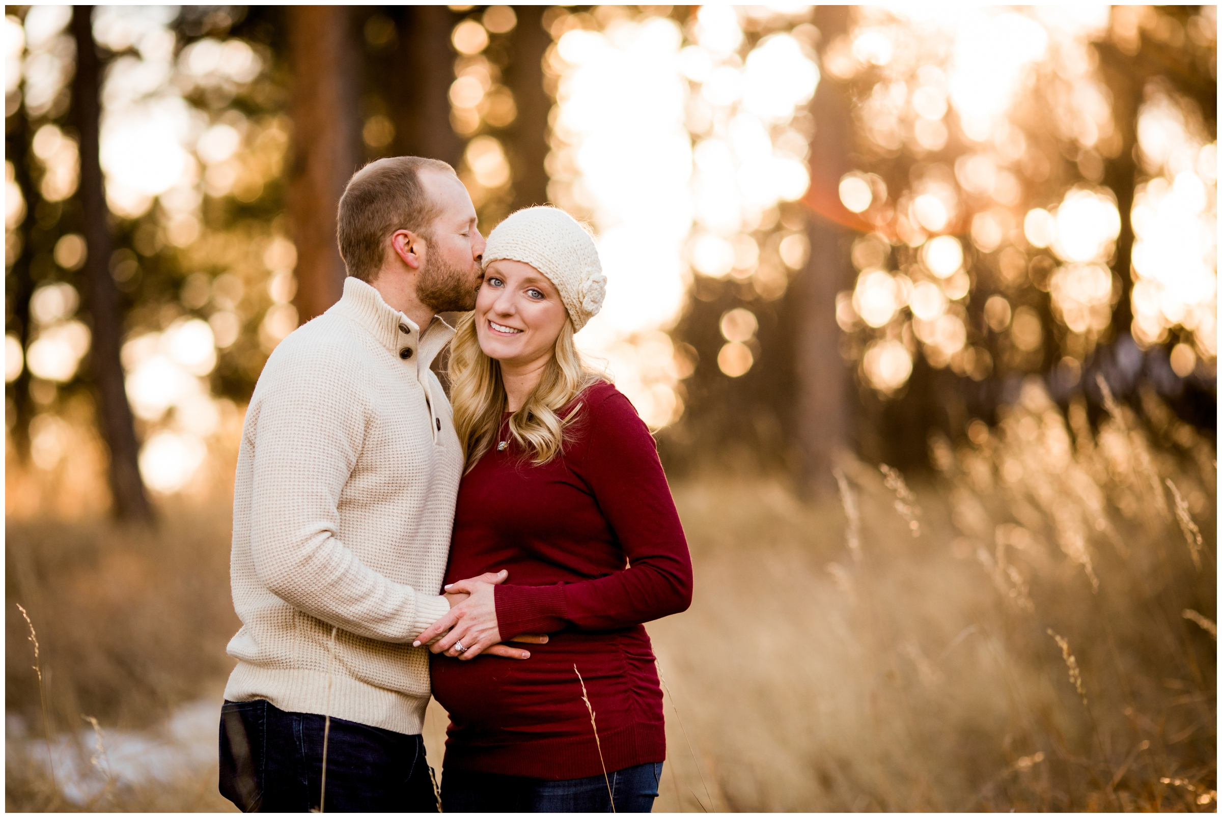 winter Golden maternity photos at Lookout Mountain by Colorado portrait photographer Plum Pretty Photography