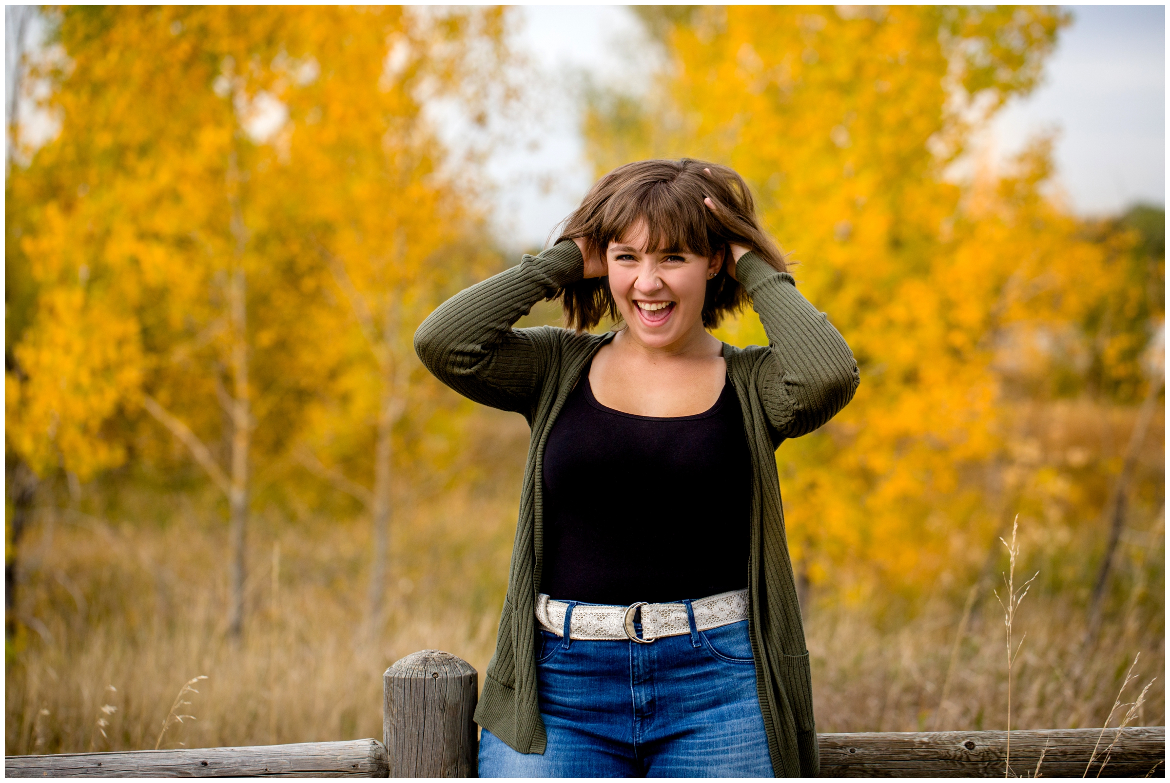 fall Silver Creek senior portraits at Coot Lake by Longmont Colorado photographer Plum Pretty Photography
