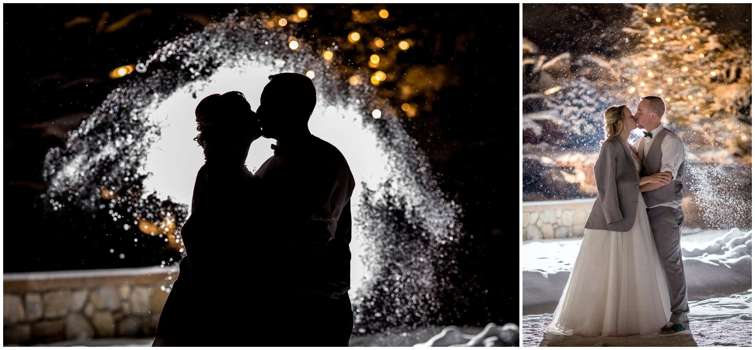 Colorado nighttime wedding portraits at Cielo at Castle Pines wedding