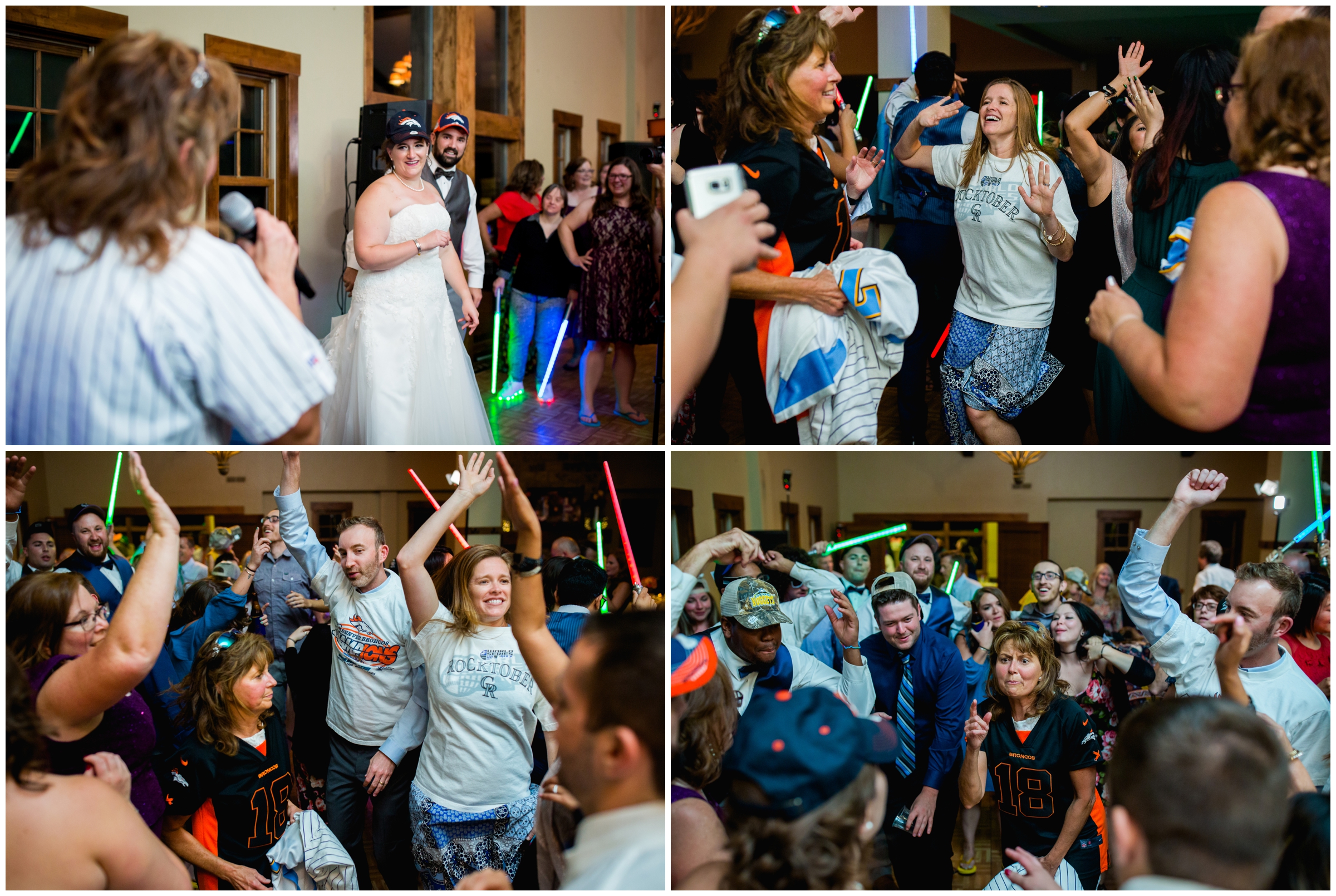 wedding guests dancing at Granby Colorado reception