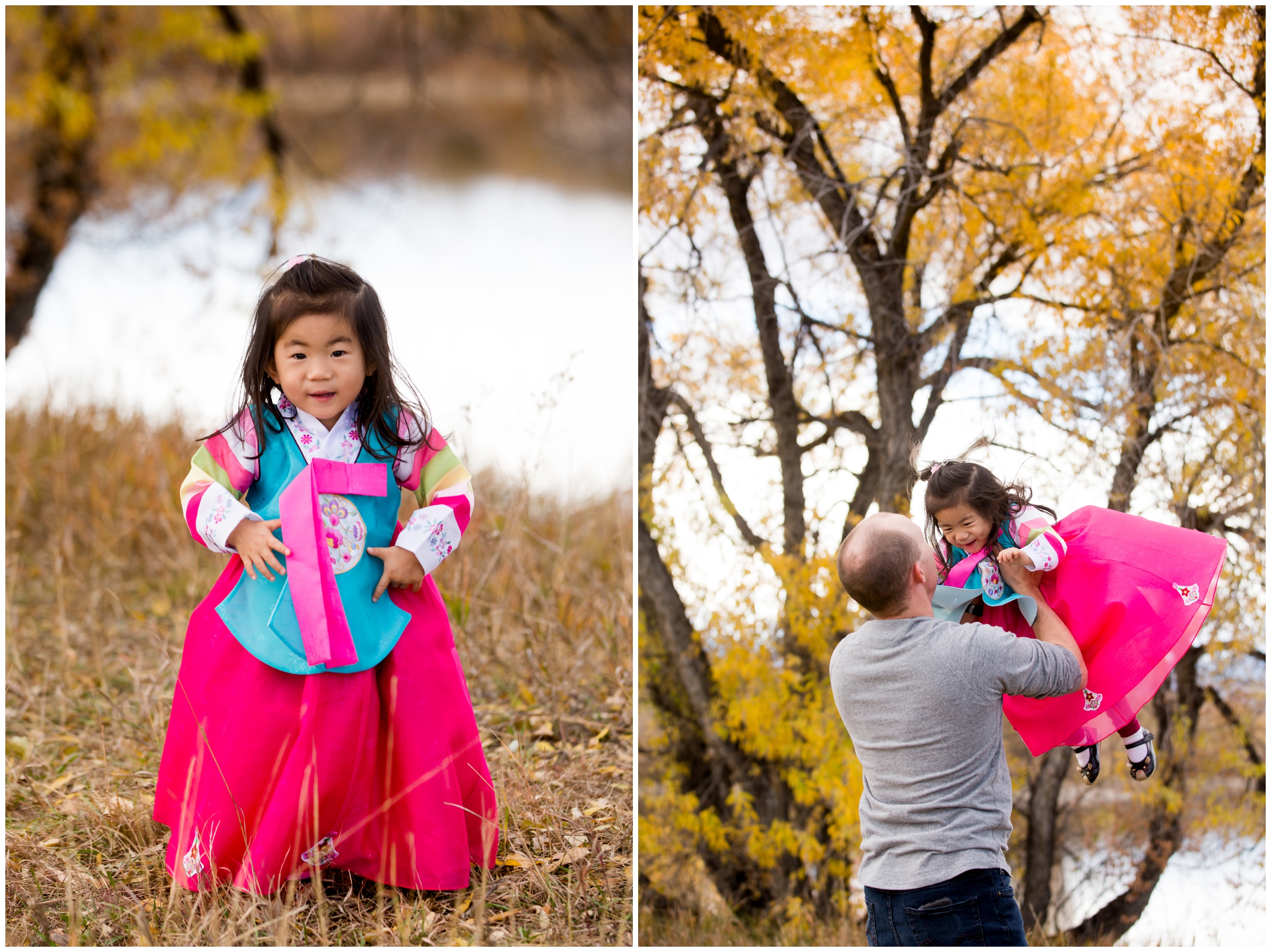 little girl wearing a traditional Hanbok dress from South Korea