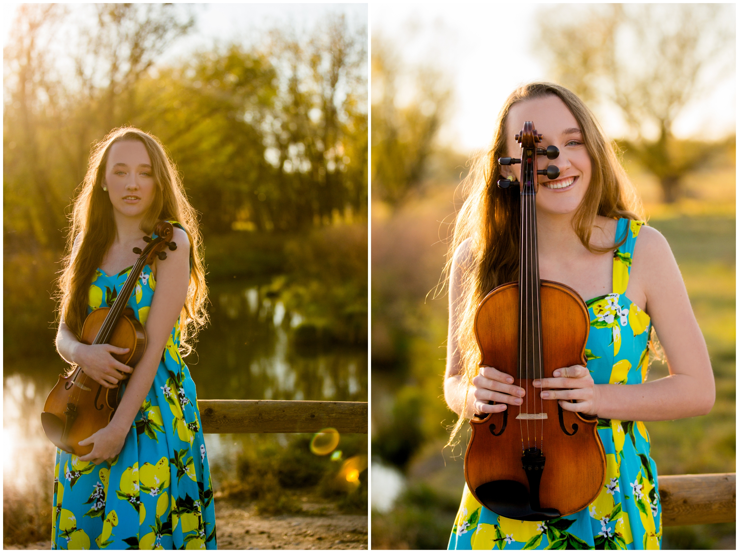 teen girl posing with viola at Longmont Colorado senior pictures at Sandstone Ranch 
