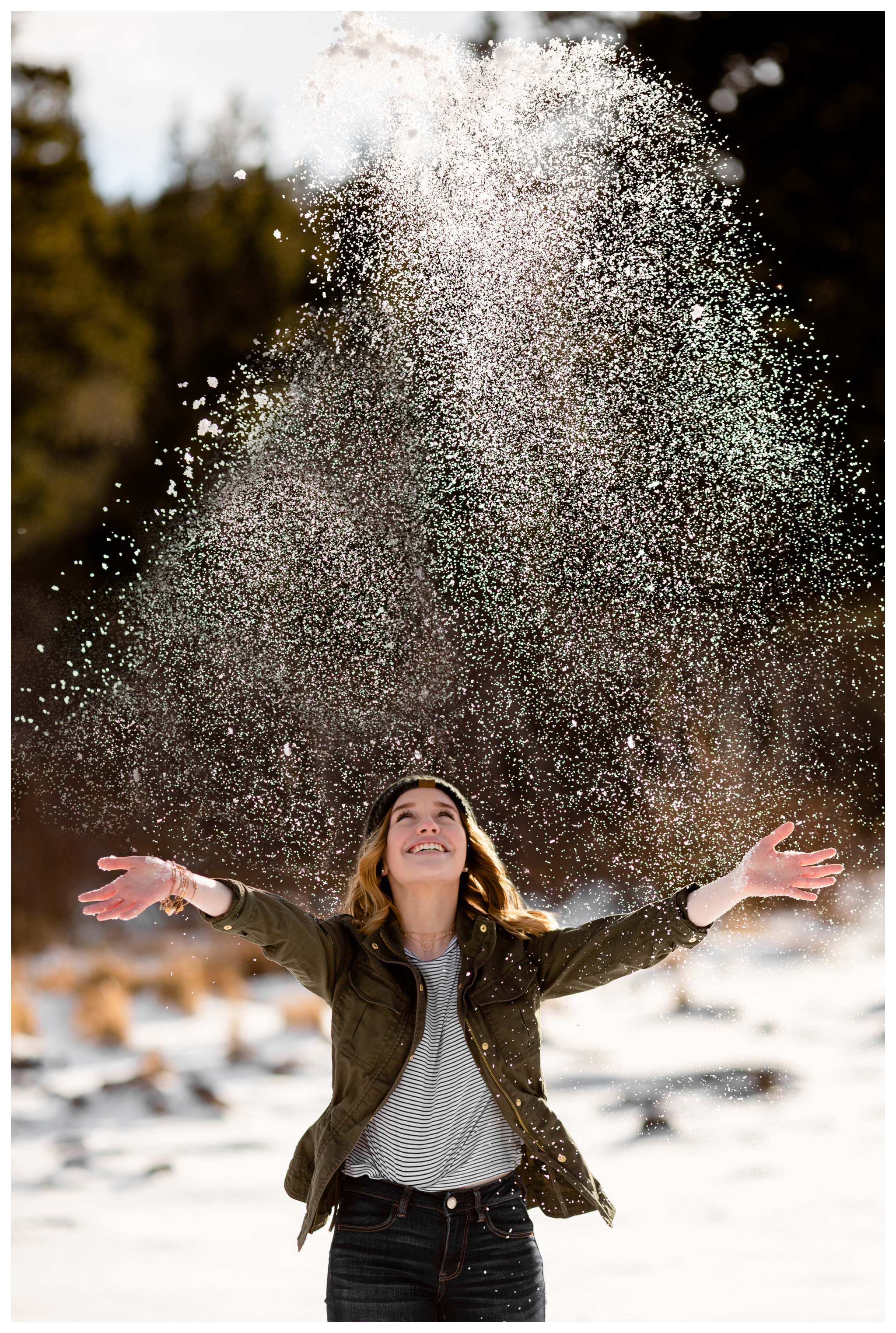 Colorado winter senior photos in Rocky Mountain National Park by Estes Park photographer Plum Pretty Photography