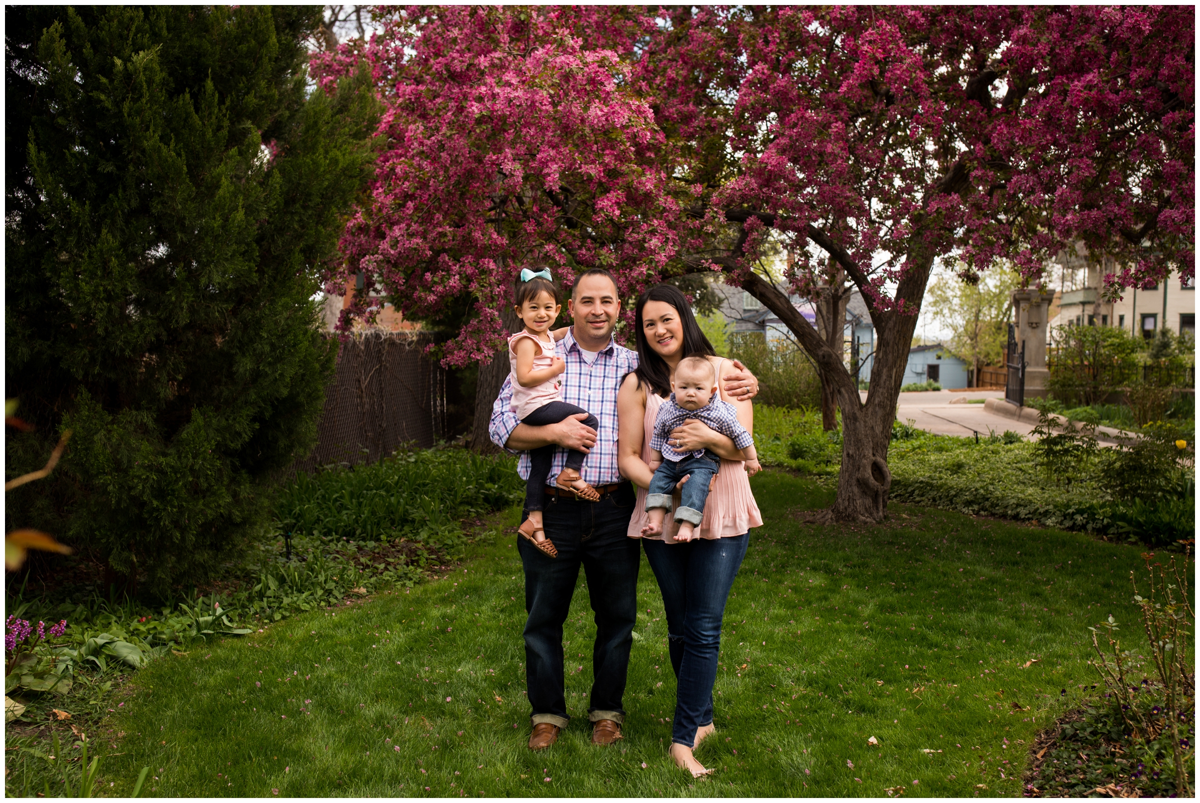 colorful spring Longmont Colorado family photos at Callahan House