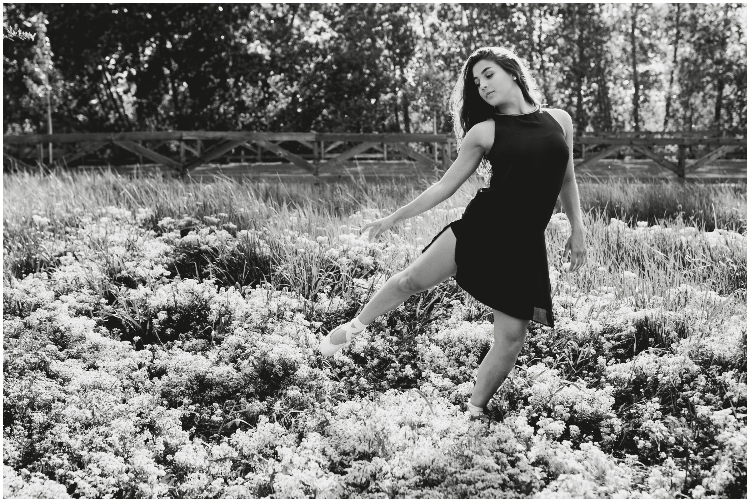 Colorado ballet dancer in field of wildflowers 