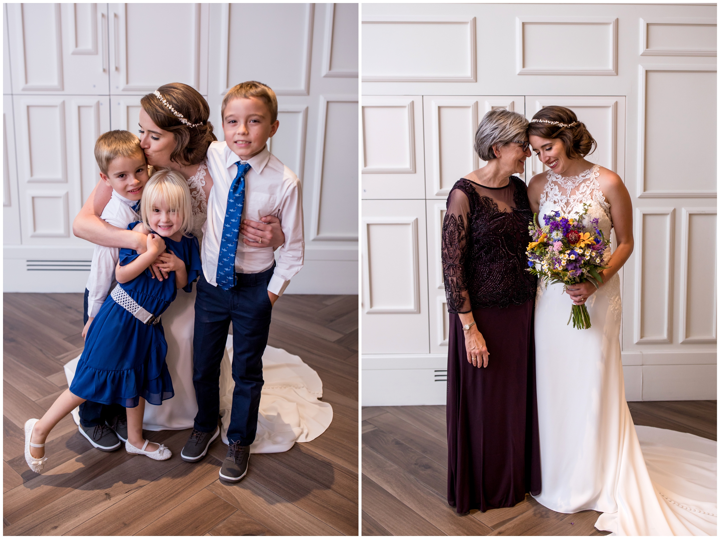 bride hugging family at the Elizabeth hotel wedding 