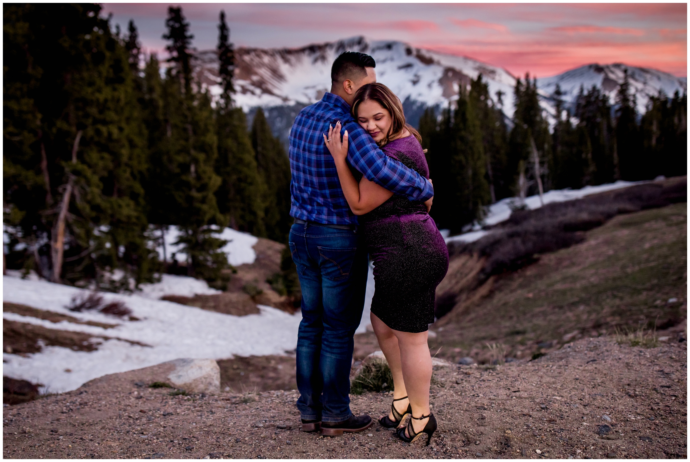 colorful mountain sunset engagement photography inspiration by Winter Park photographer Plum Pretty Photography 