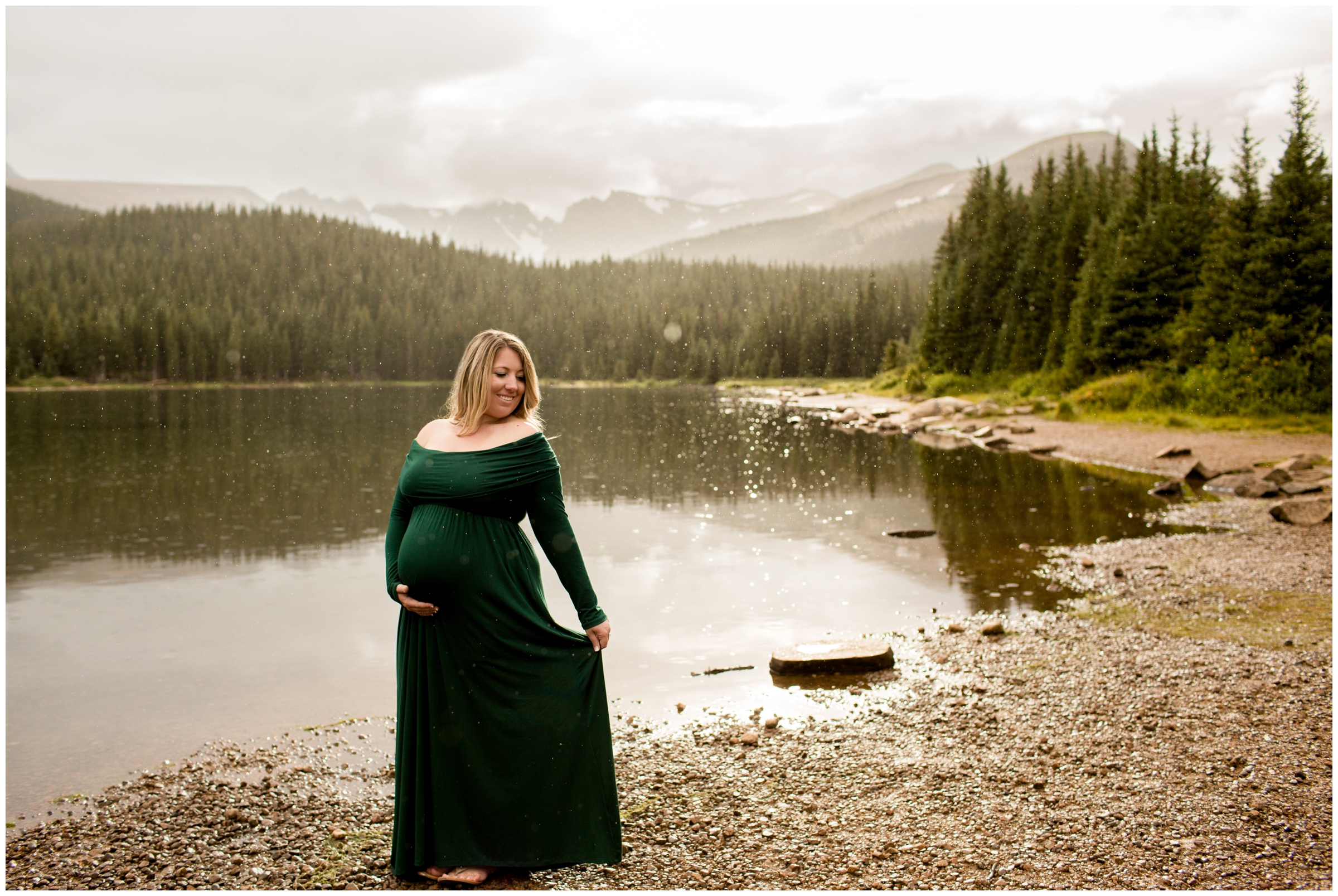 rainy maternity photos at Brainard Lake by Colorado photographer Plum Pretty Photo 