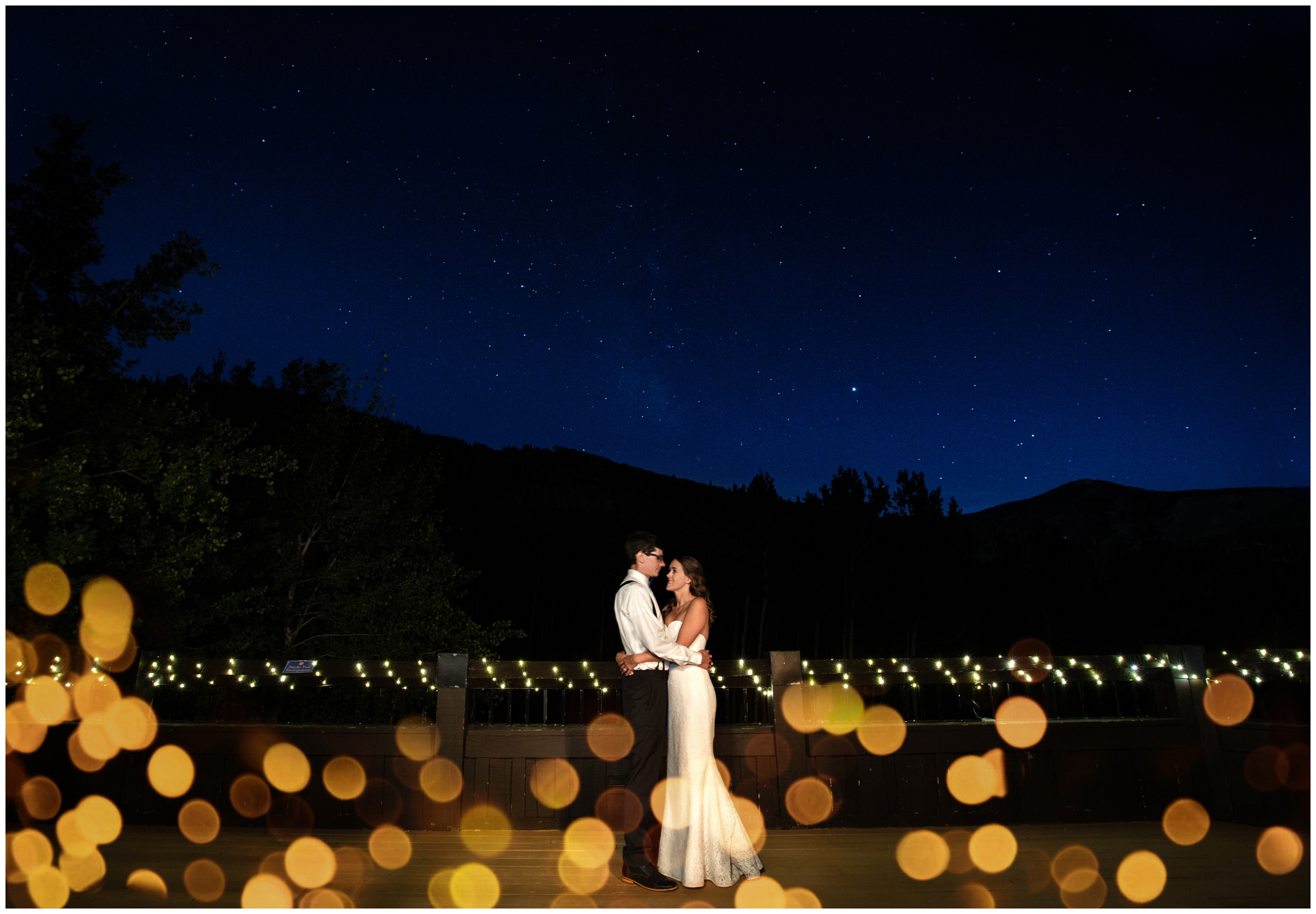 night shot with the stars at Allie's Cabin Beaver Creek wedding
