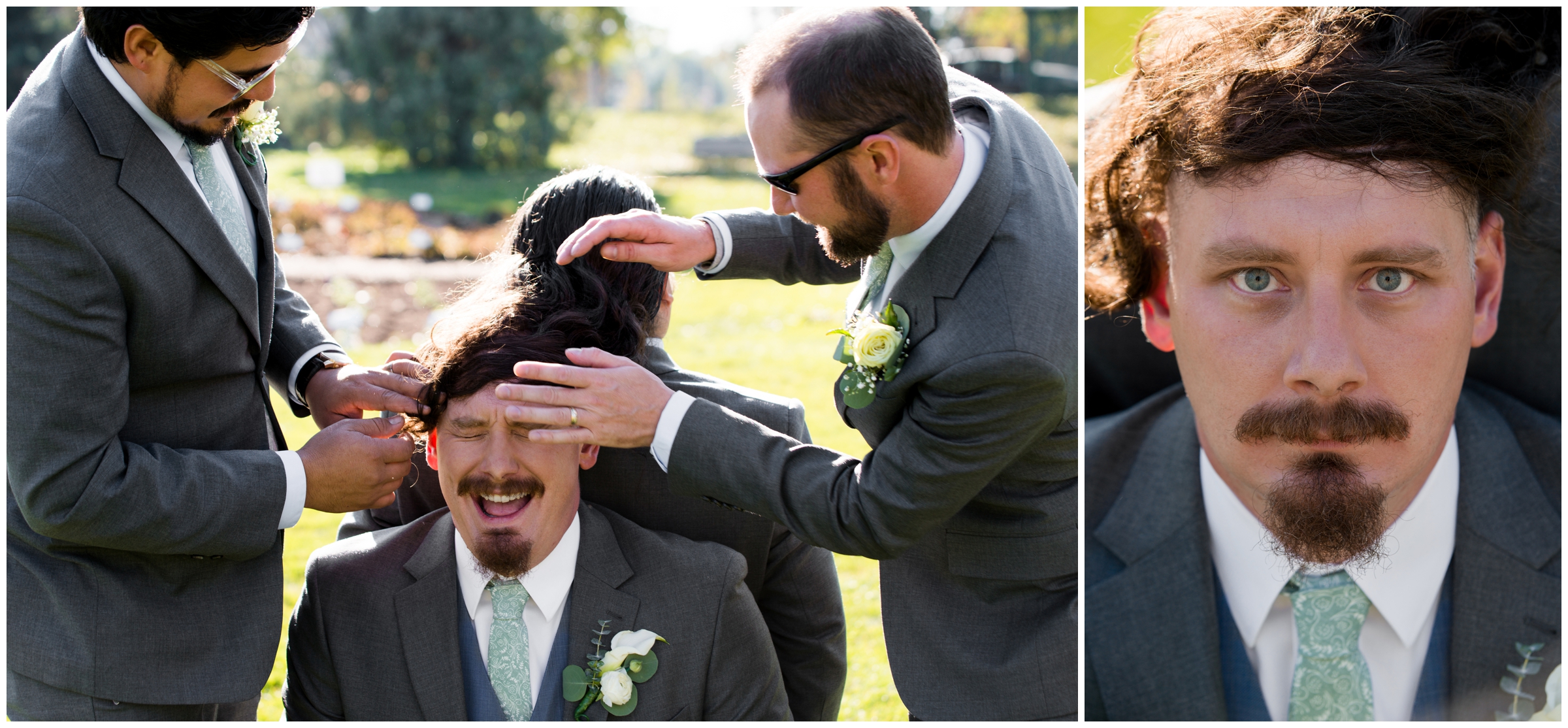hilarious groomsmen photos in Fort Collins Colorado 