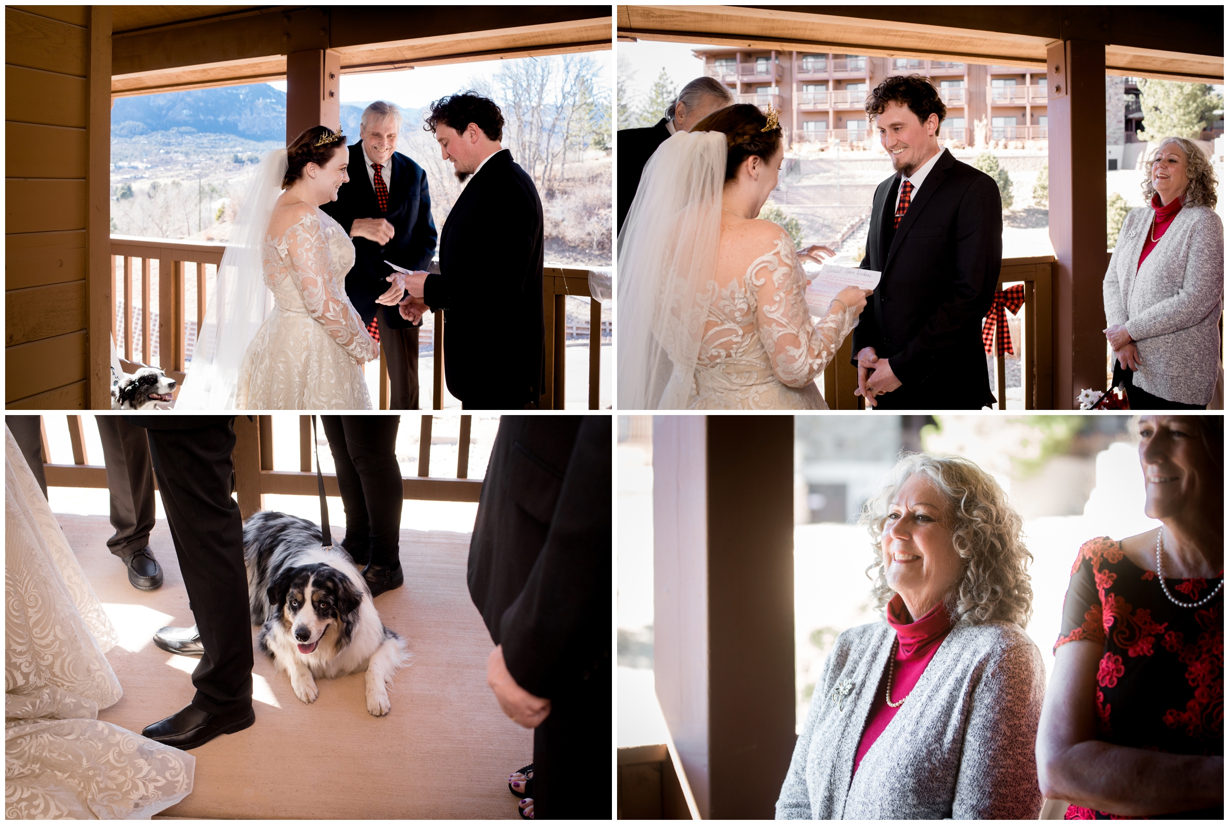 wedding ceremony on hotel balcony at Cheyenne Mountain Resort
