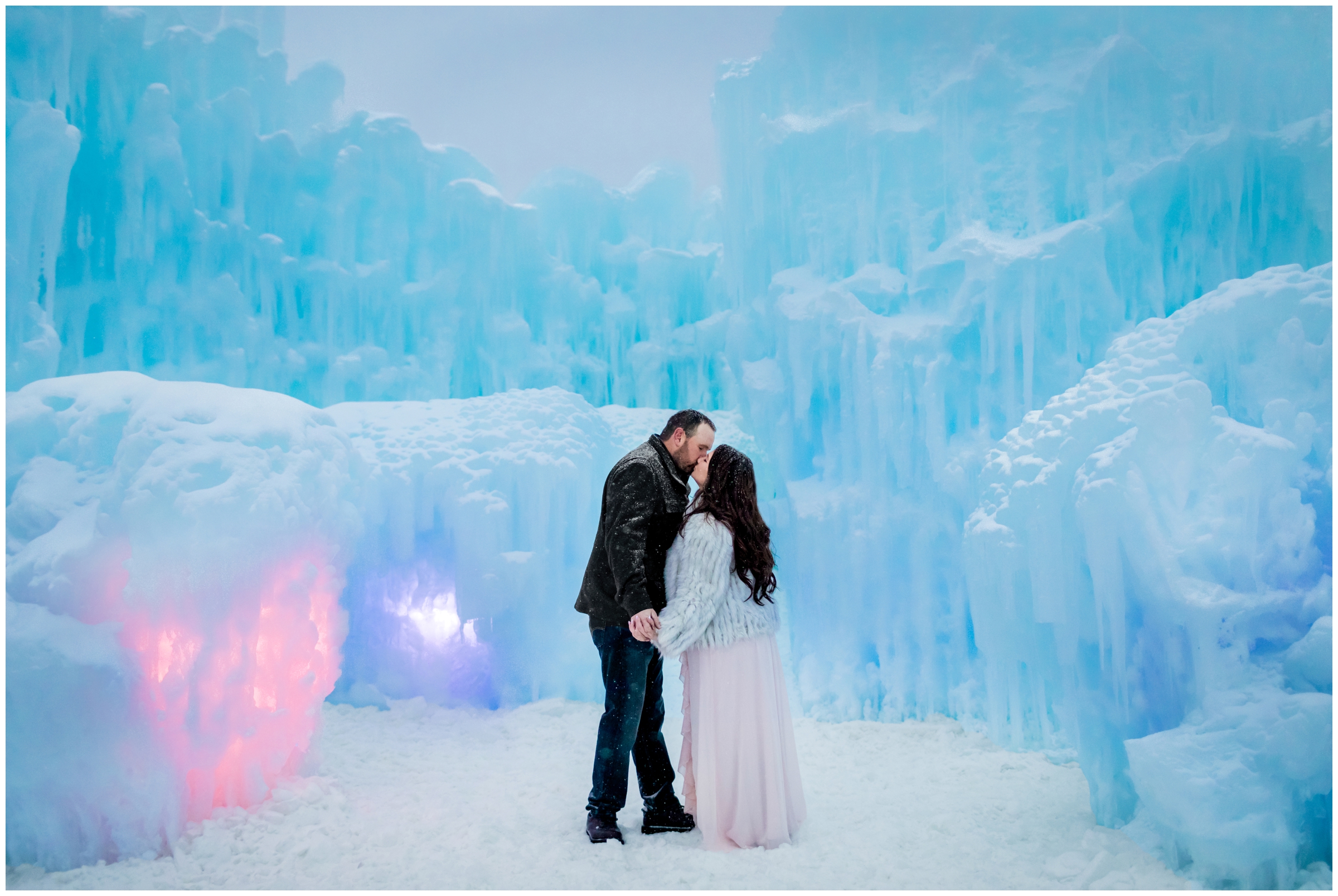 winter engagement photography inspiration by Plum Pretty Photo at Colorado Ice castles