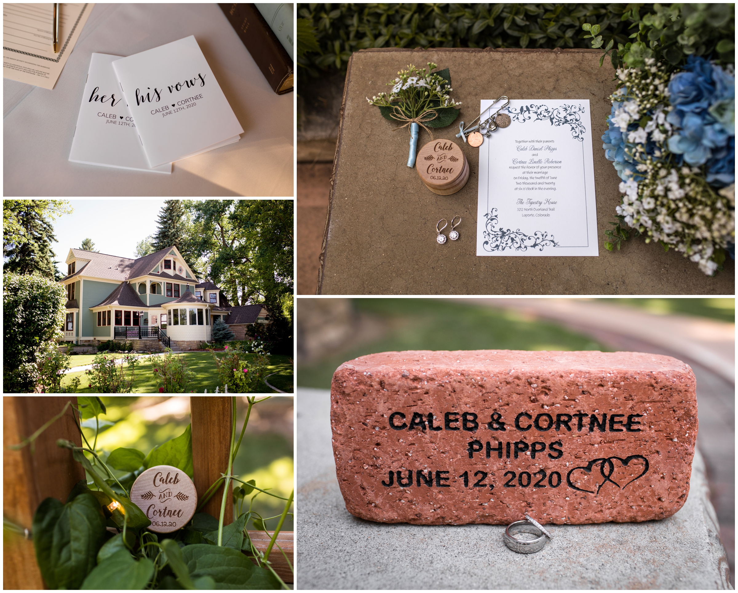 custom wedding brick at Tapestry House Fort Collins summer wedding