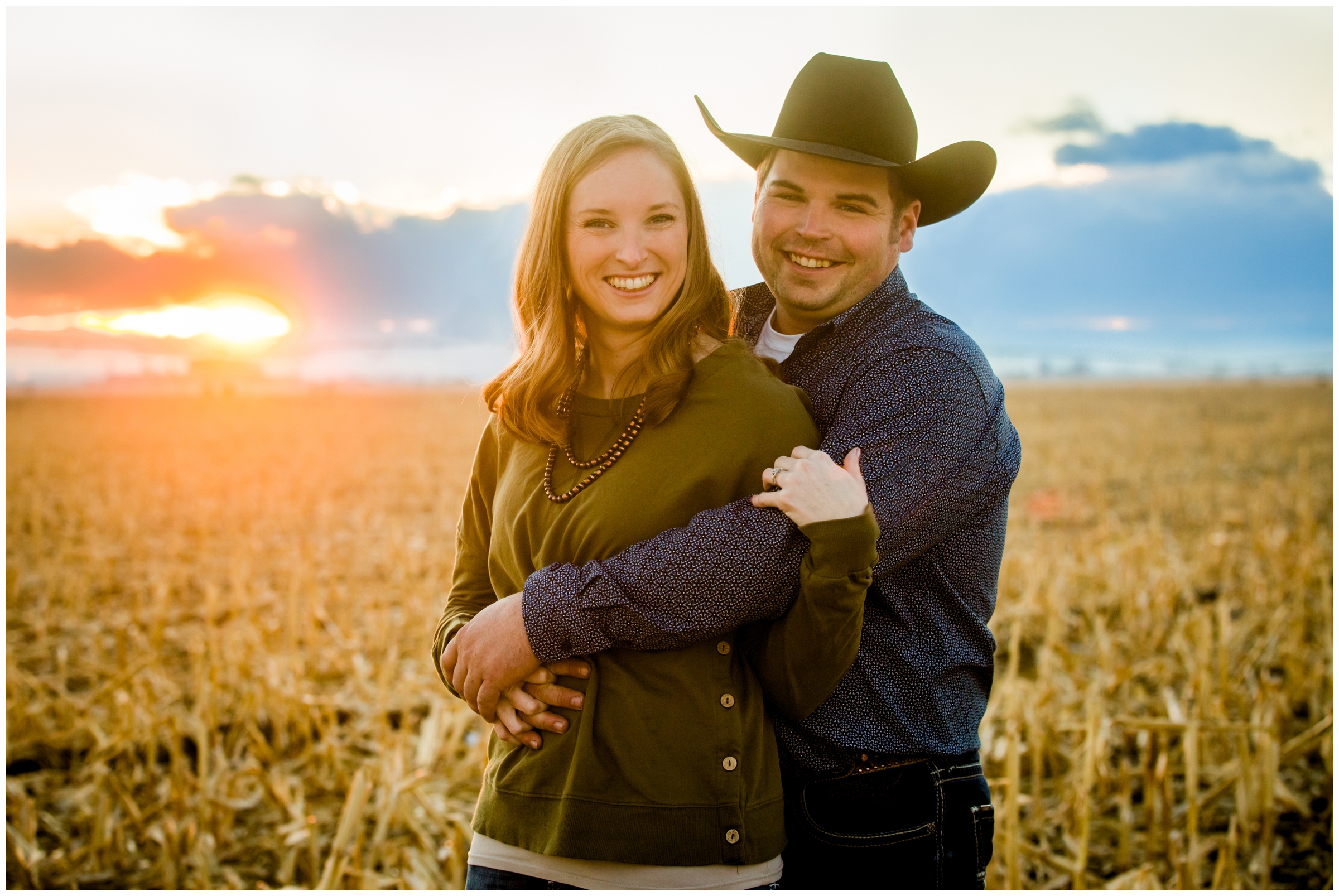 Rustic Colorado engagement photos at sunset in Eastern CO by wedding and portrait photographer Plum Pretty Photography