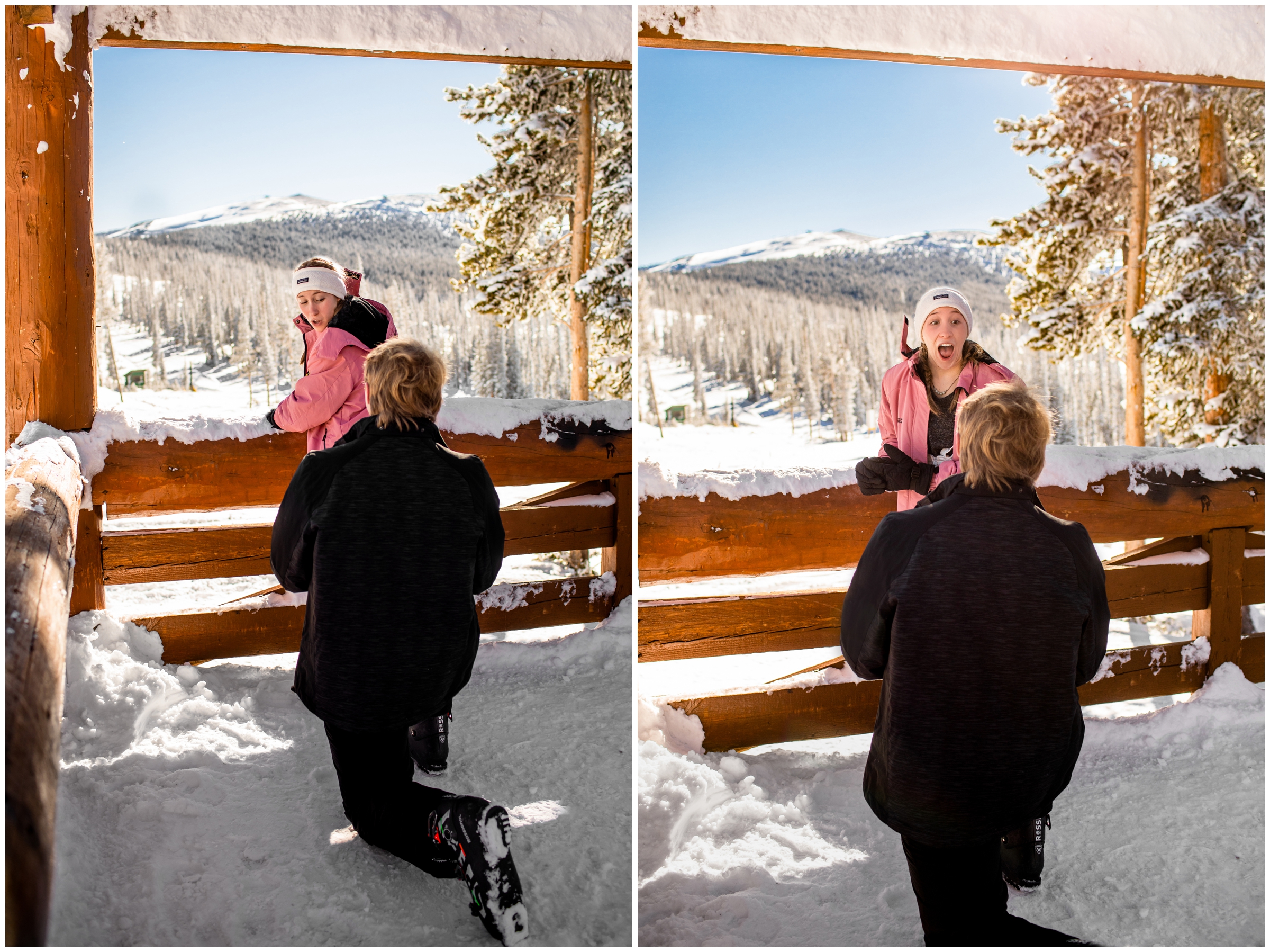 guy proposing to girlfriend at Colorado ski resort 