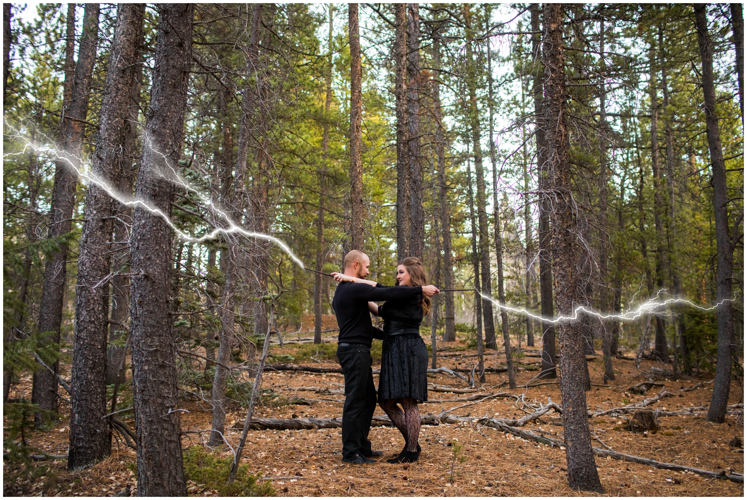 Harry Potter inspired engagement photos by Colorado couple’s photographer Plum Pretty Photo