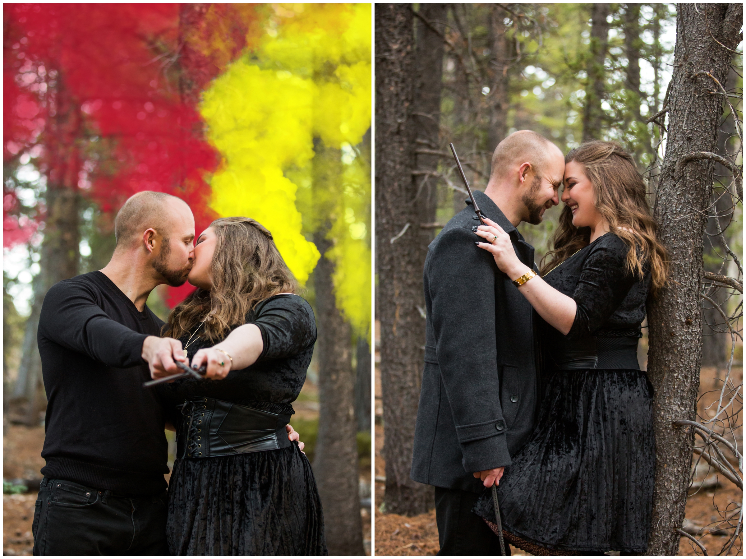 smoke bomb engagement pictures in Colorado 