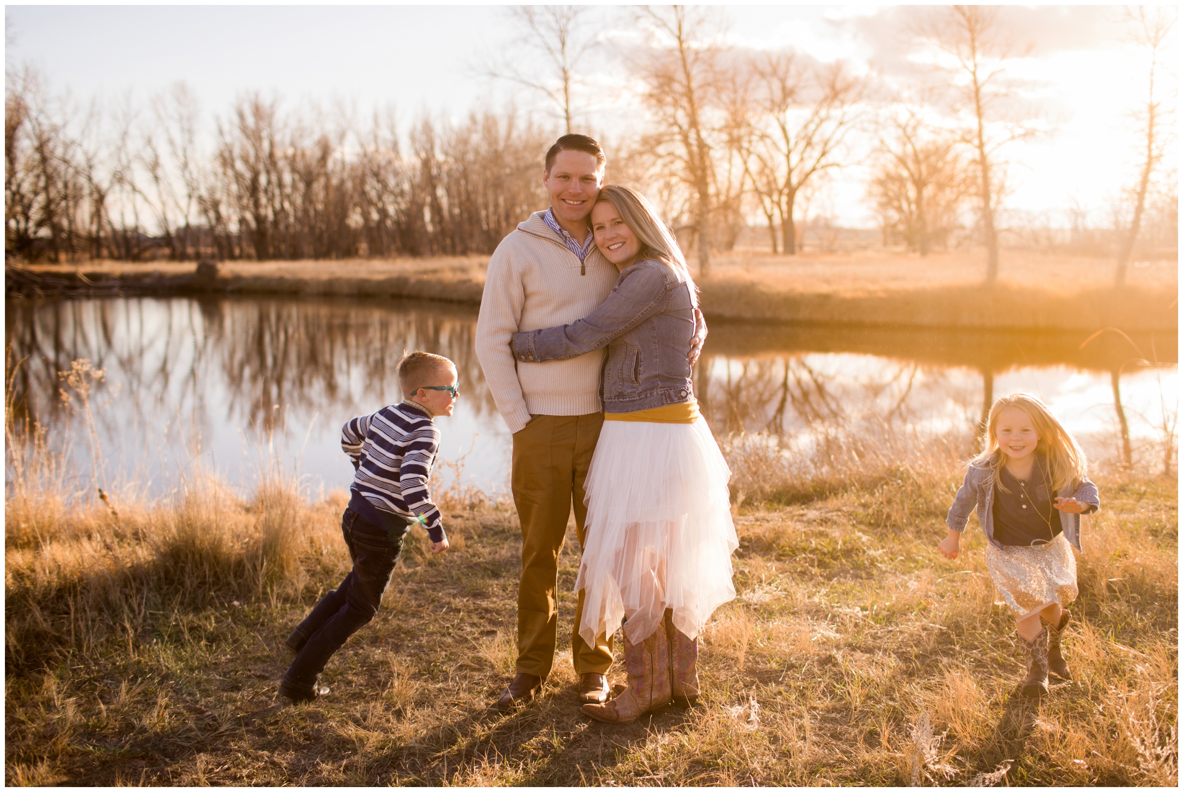 kids running around parents during Longmont Colorado fall family photography mini session 