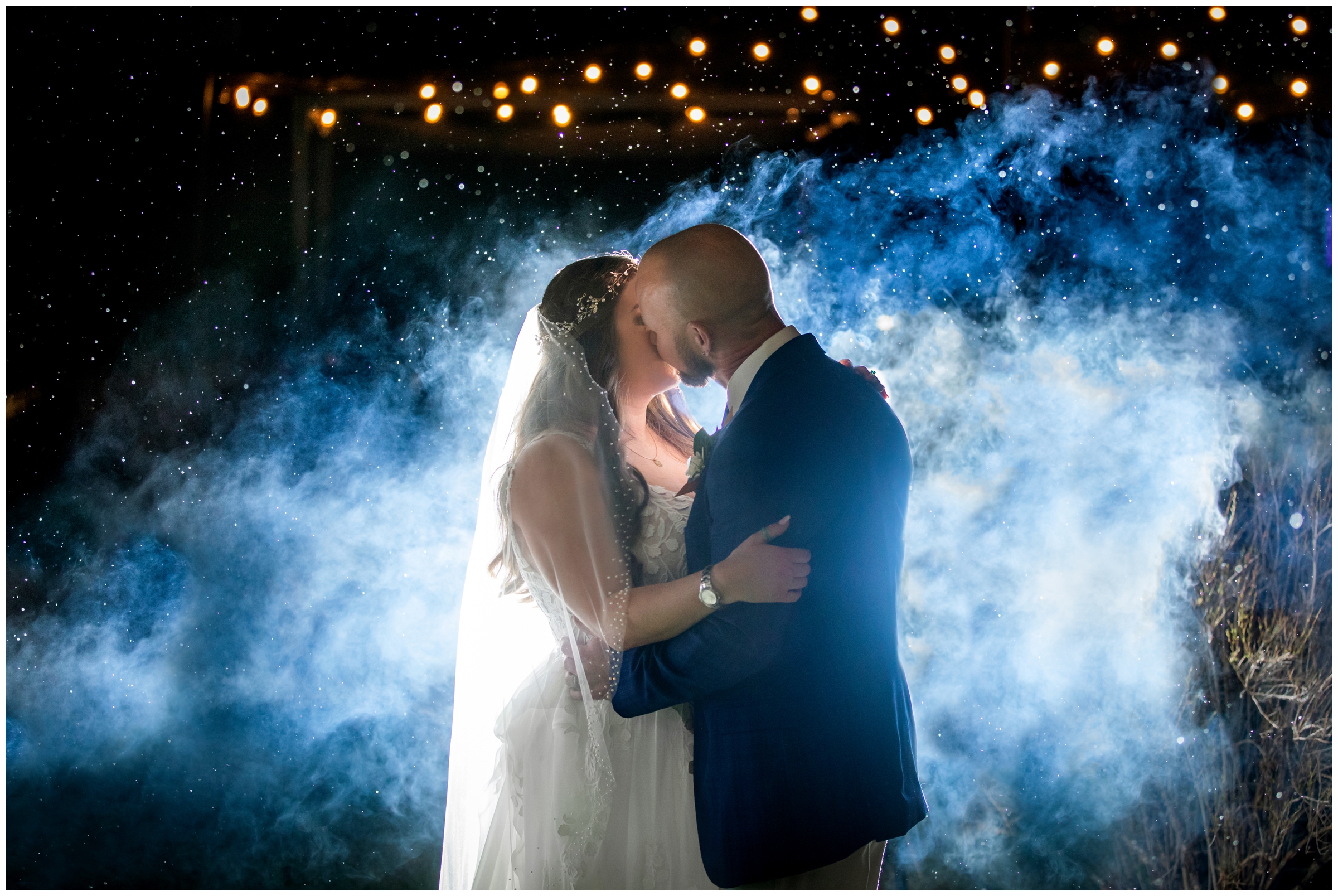 unique nighttime wedding pictures in Boulder Colorado at Wedgewood Weddings