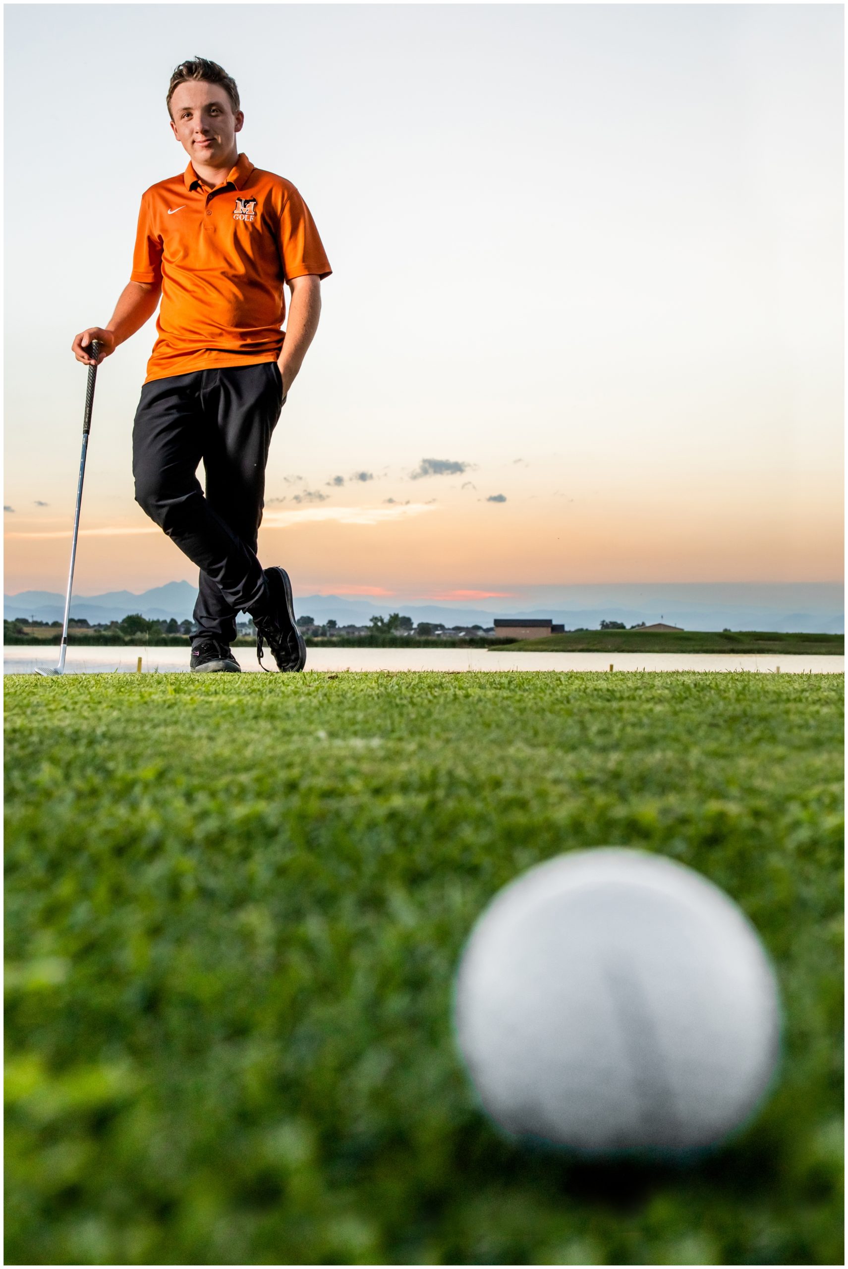 golf senior photos at Saddleback Golf Club in Firestone by portrait photographer Plum Pretty Photography 