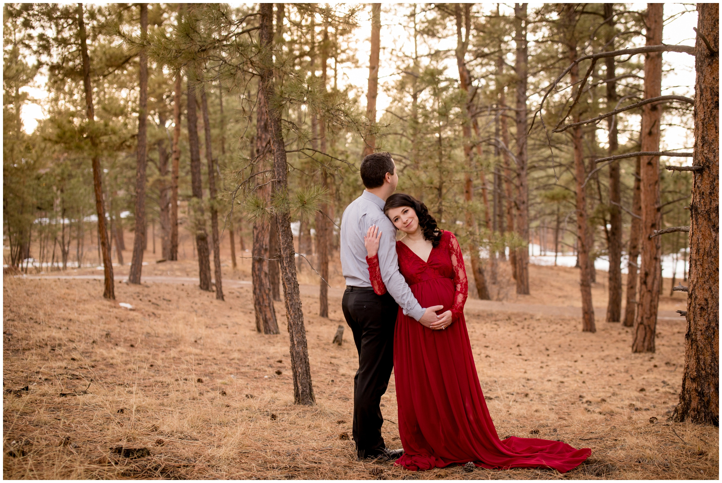 forest maternity photography inspiration in Colorado