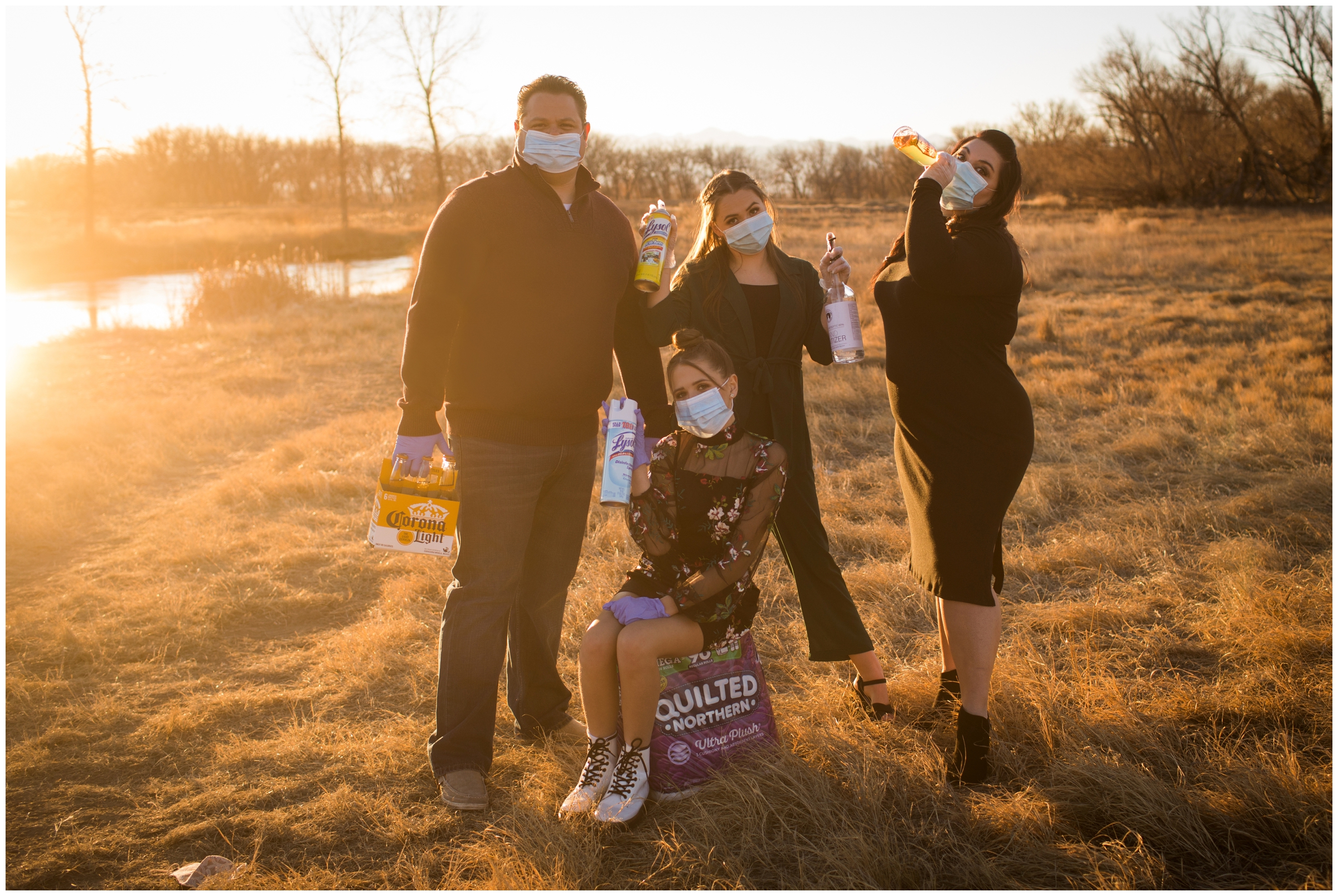 funny family portrait session during covid in Longmont Colorado