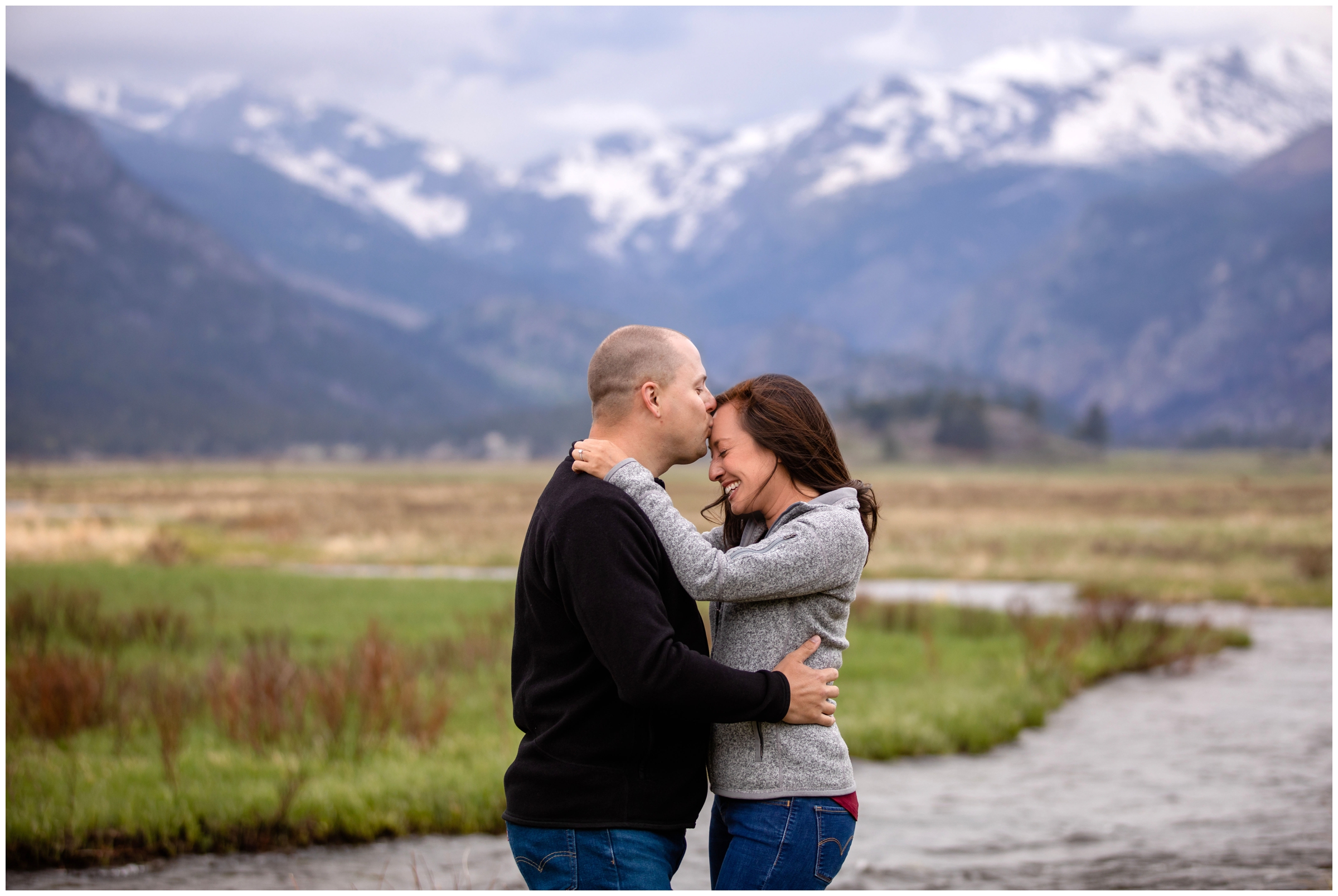 Colorado springtime engagement photos in the mountains at Moraine Park RMNP