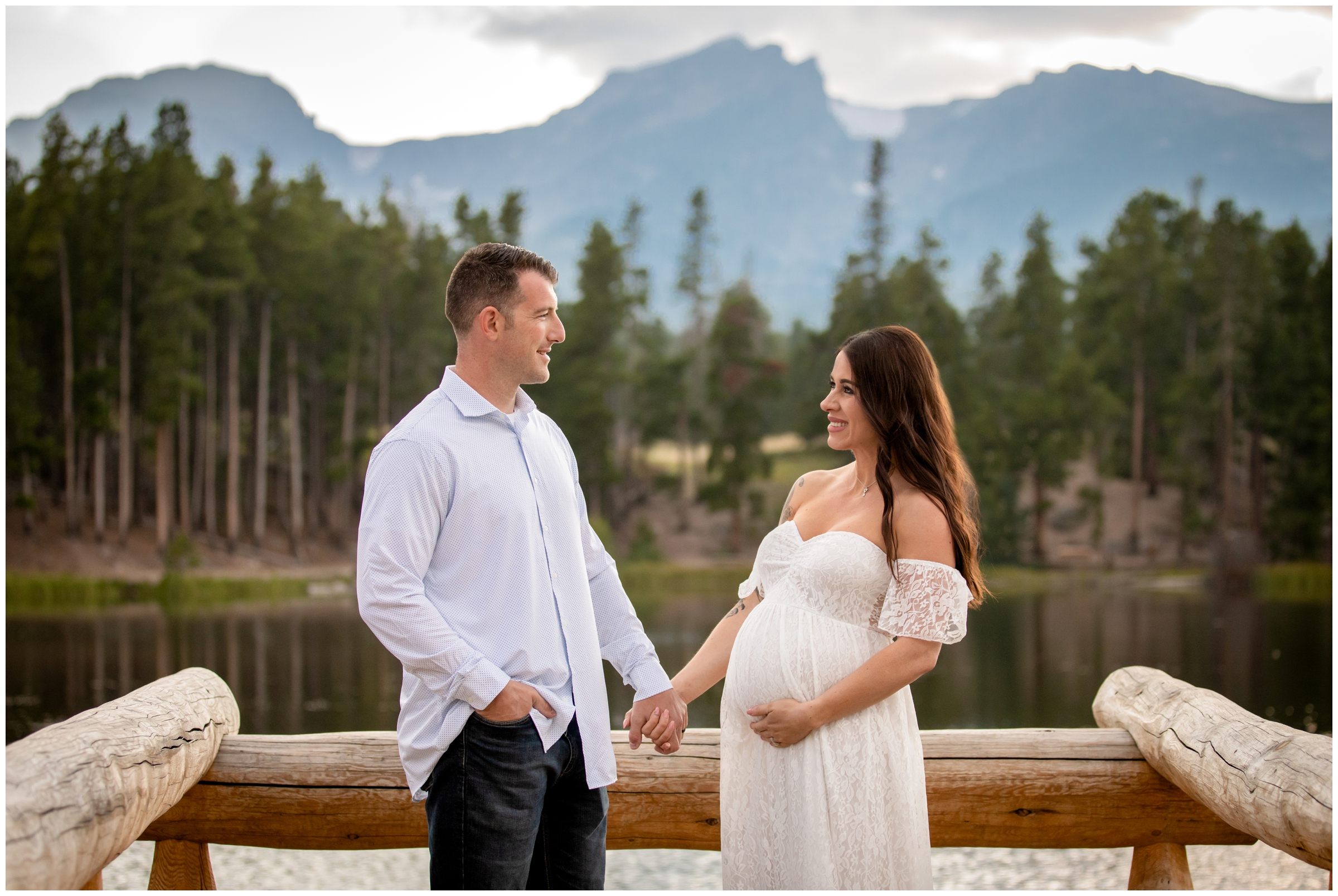 Summer Estes Park maternity portraits at Sprague Lake by Colorado photographer Plum Pretty Photography