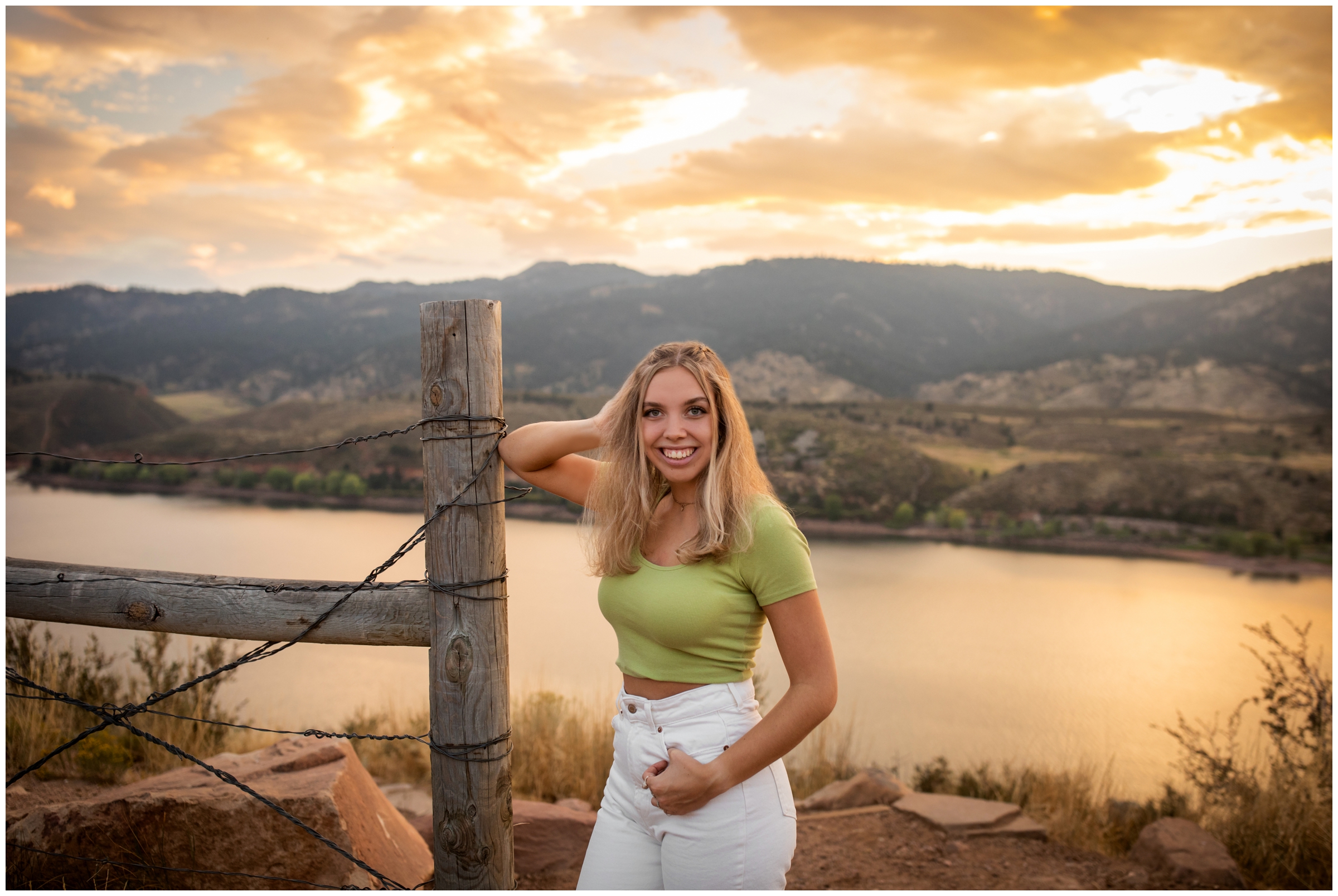 sunset senior photography inspiration at Horsetooth Reservoir in Fort Collins Colorado 