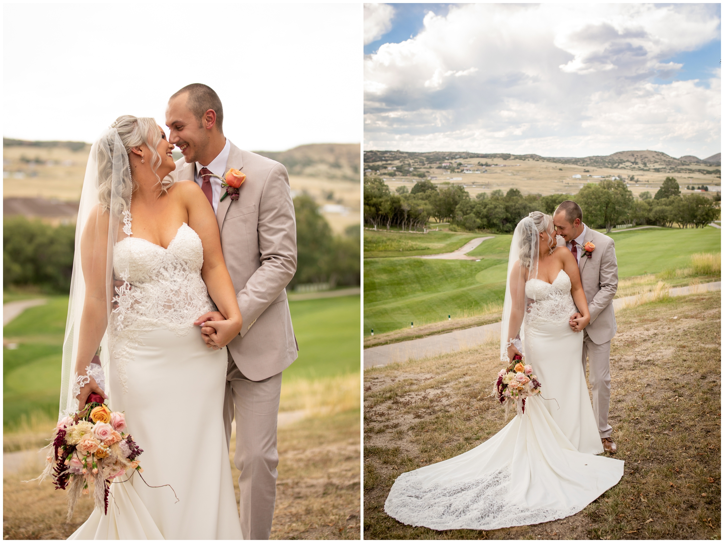 Colorado golf course wedding portraits at the Oaks at Plum Creek 
