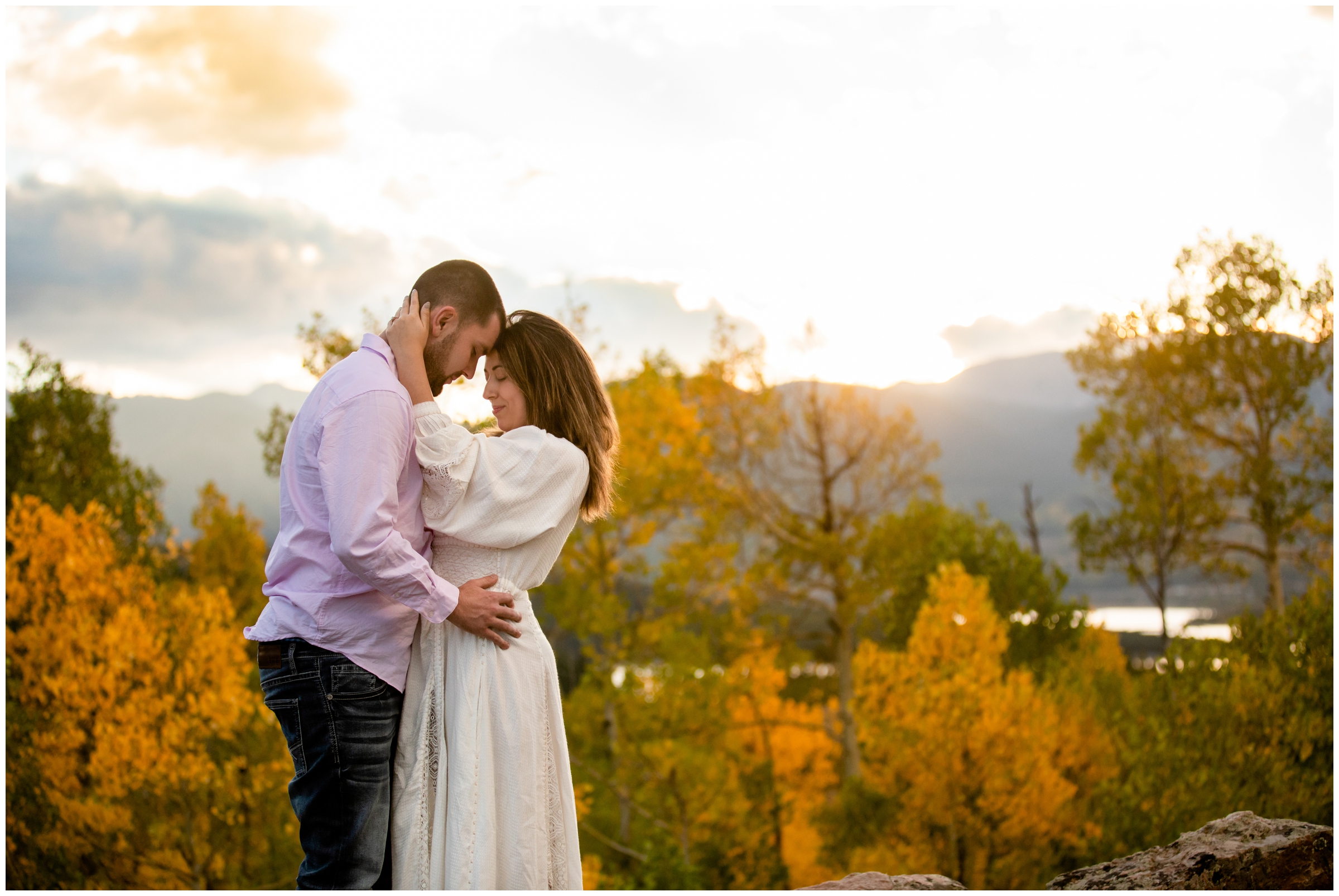 fall engagement portraits in the colorado mountains at sunset 