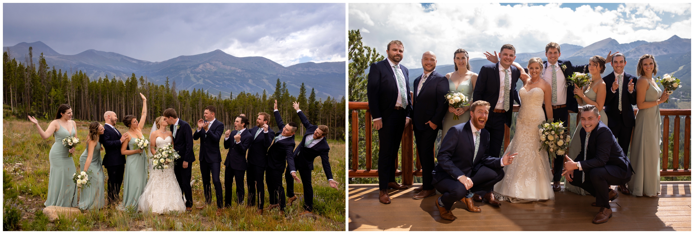 fun wedding party photos in the Colorado mountains