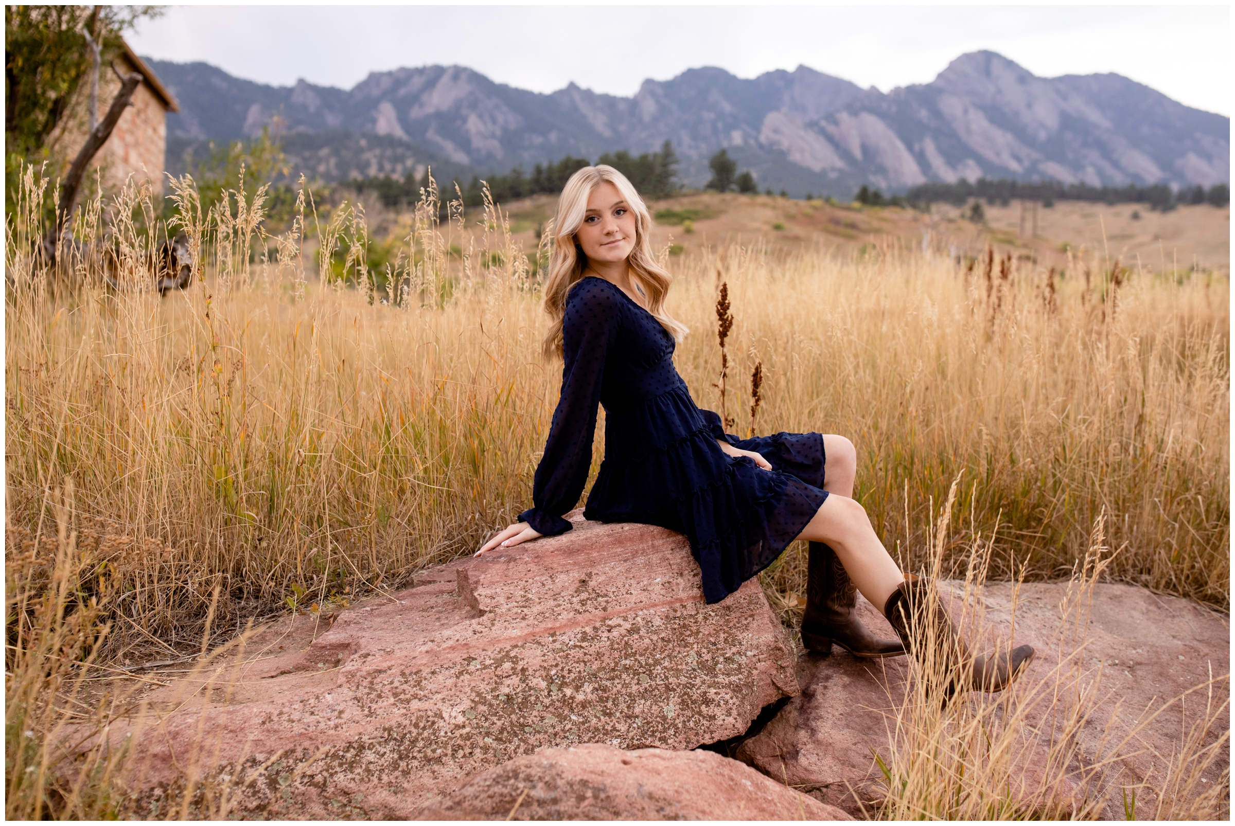 high school graduation photography session at flatirons mountains in Colorado 