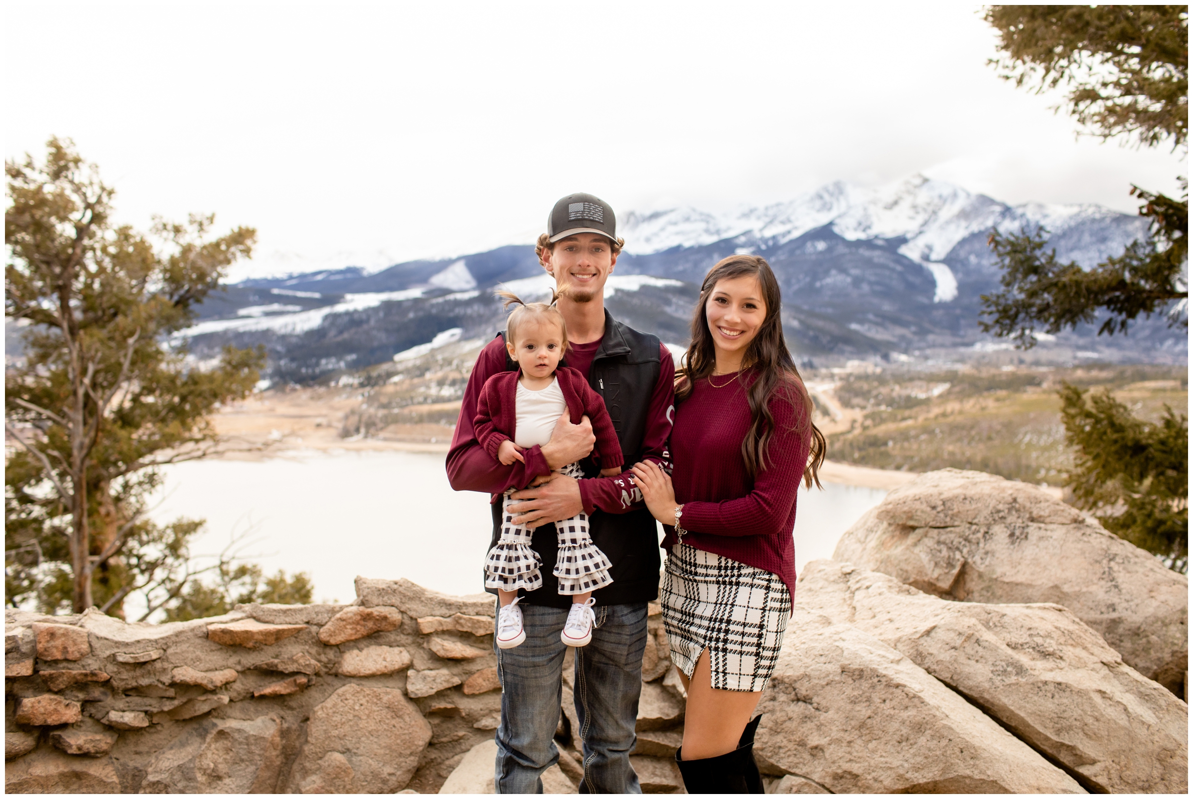 family posing at Sapphire point overlook during Colorado mountain family photography session 