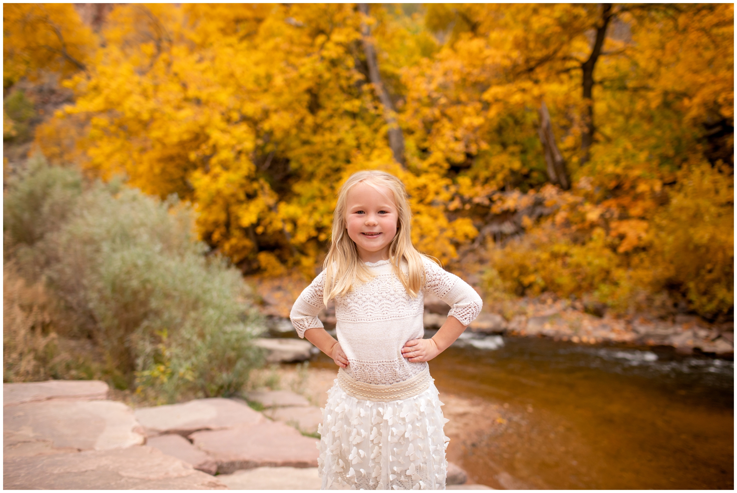fall family photography session by the river at Lavern Johnson Park in Lyons CO