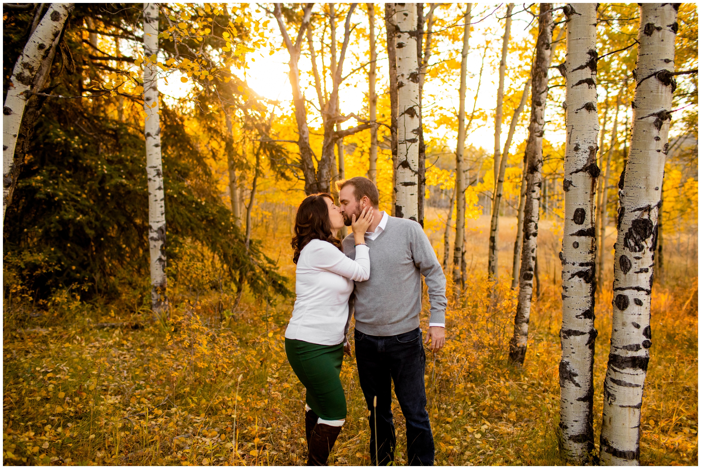 Colorado fall mountain engagement photos at Meyer Ranch Park by CO wedding photographer Plum Pretty Photography