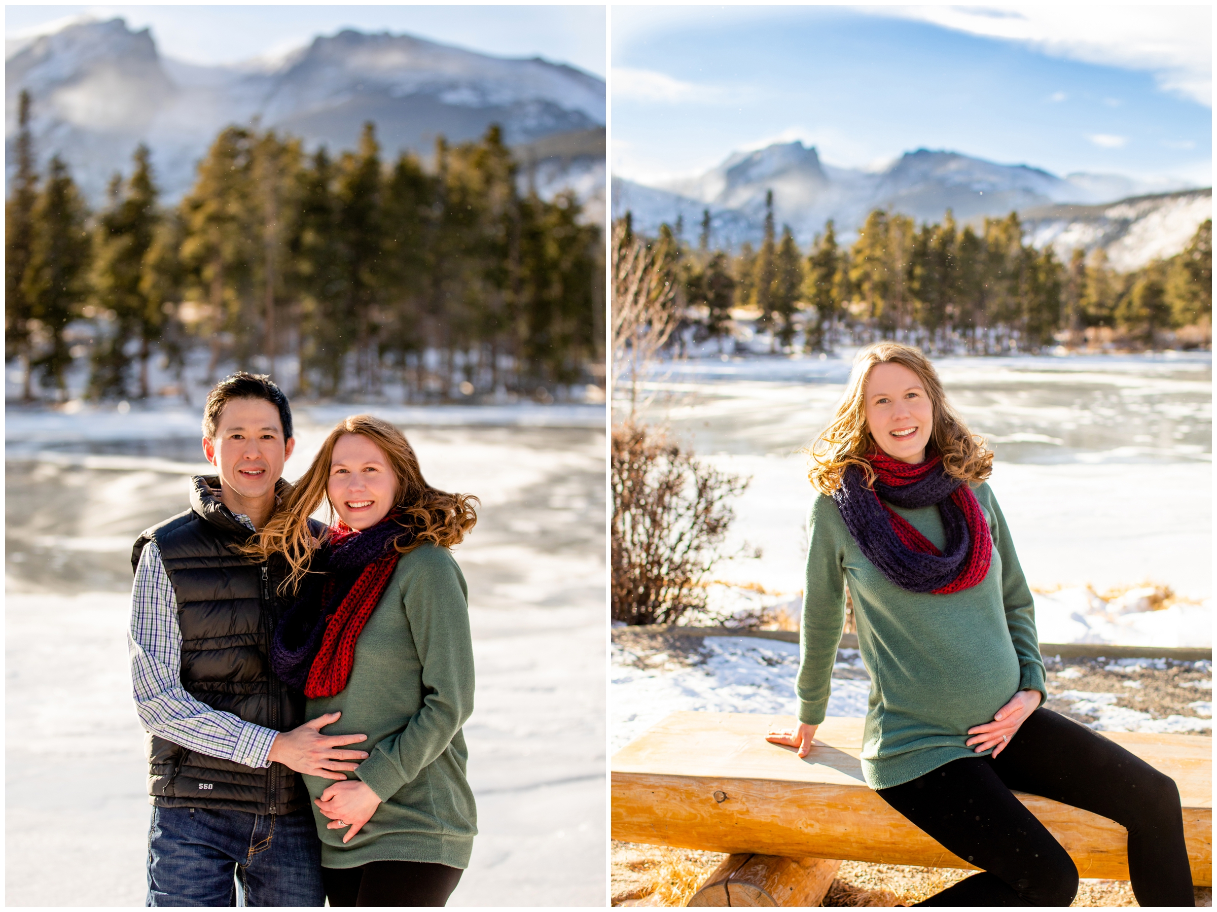 pregnancy portraits at Sprague Lake in RMNP Colorado 