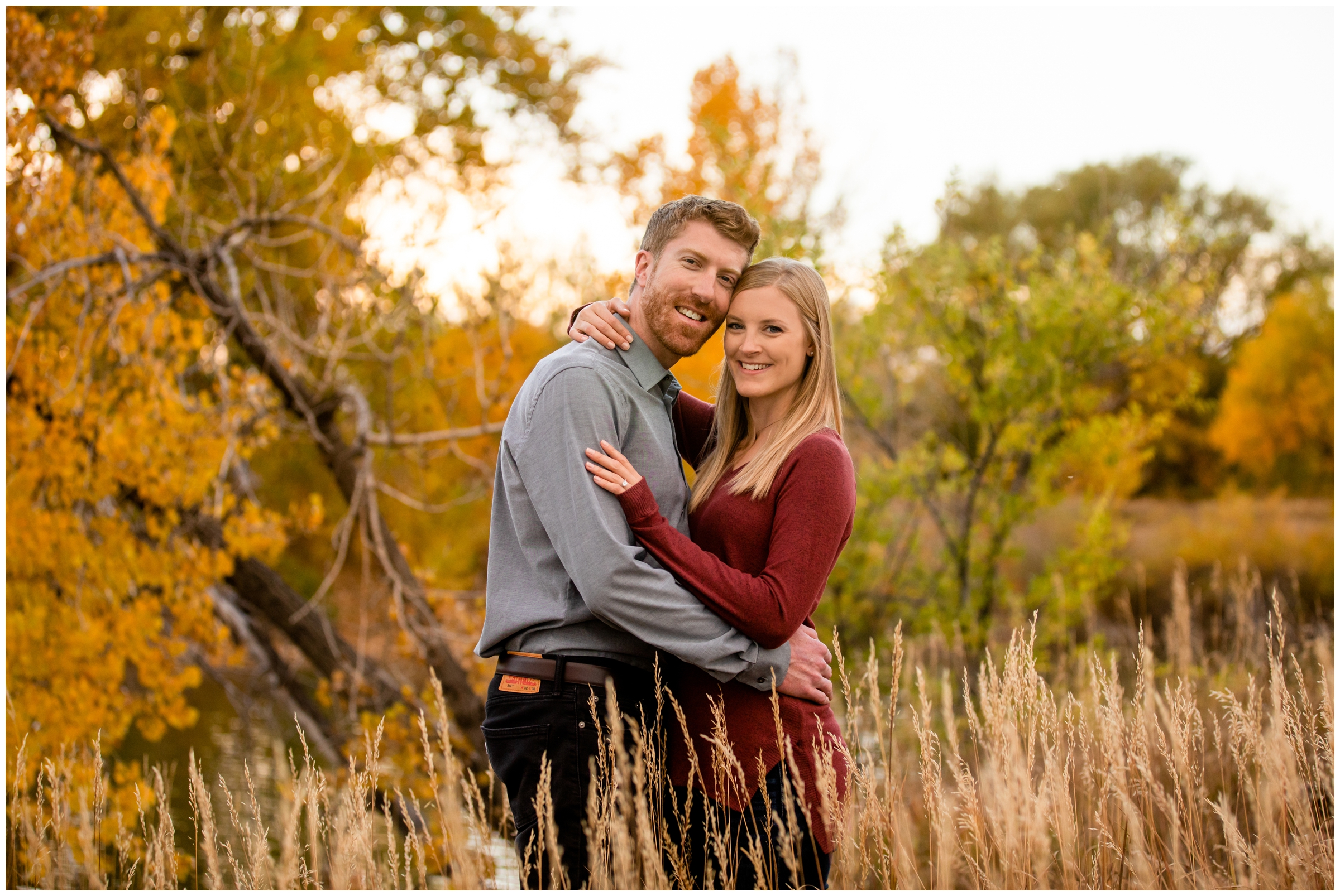 colorful fall Fort Collins engagement photography session at Riverbend Ponds Natural Area
