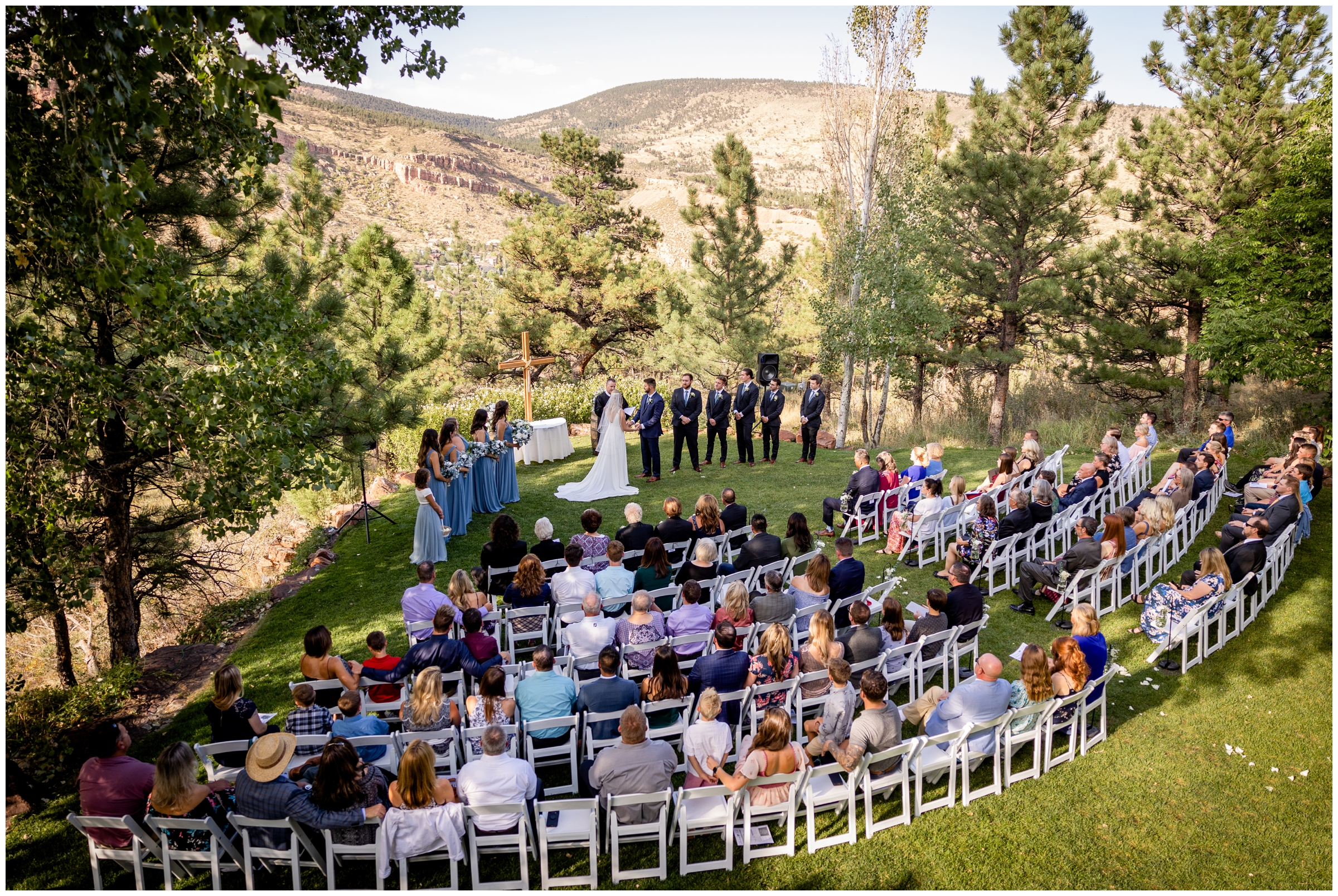 outdoor wedding ceremony in the colorado mountains at Lionscrest Manor