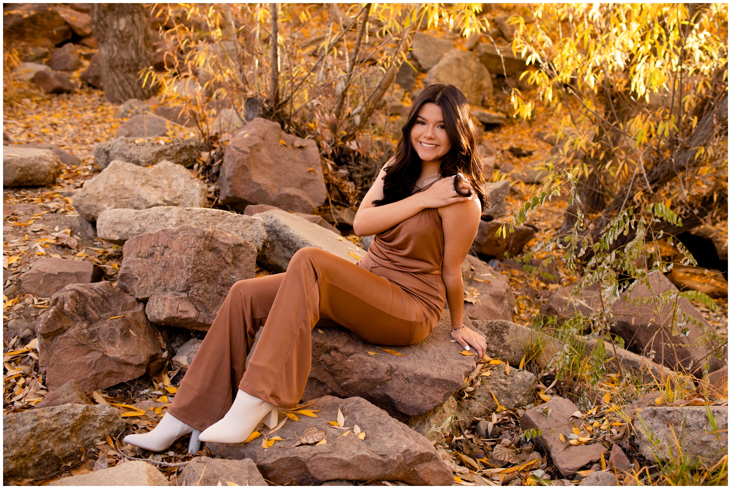fall high school graduation portraits at Golden Ponds in Northern Colorado 