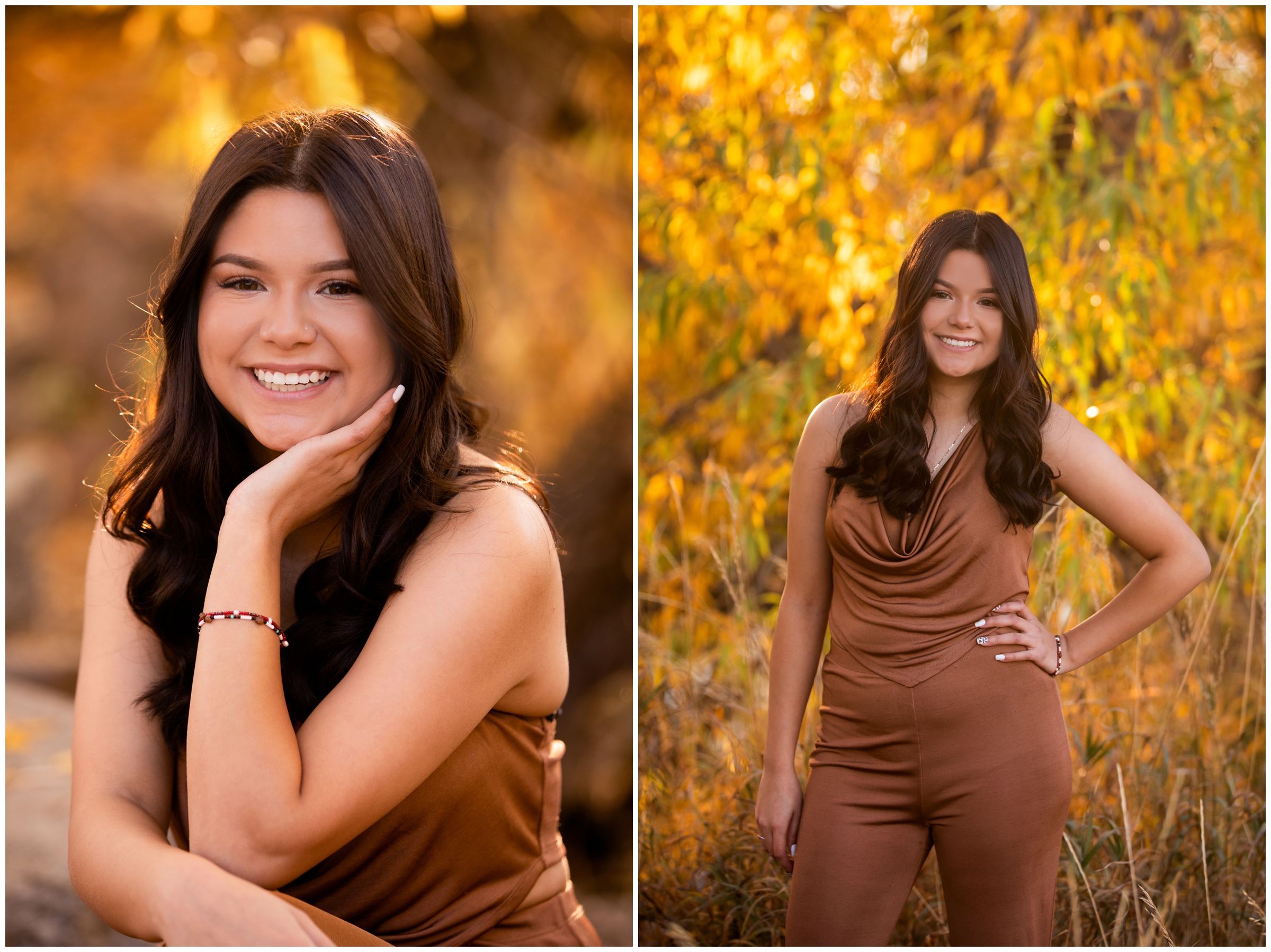 colorful fall senior pictures at Golden Ponds in Longmont Colorado 