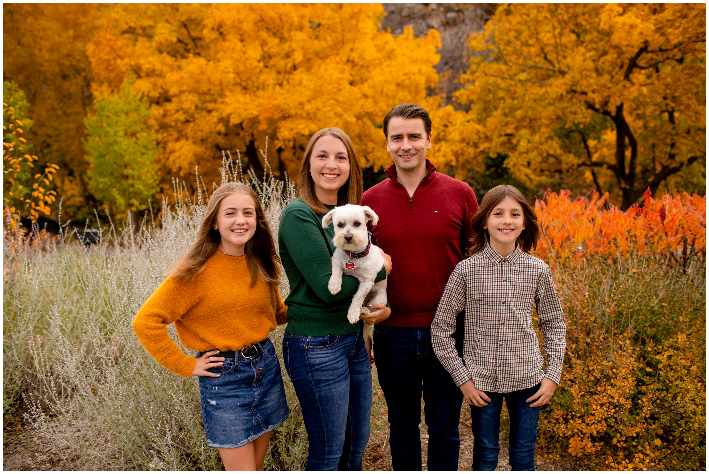 colorful fall portrait session at the Lavern M Johnson Park in CO mountains 