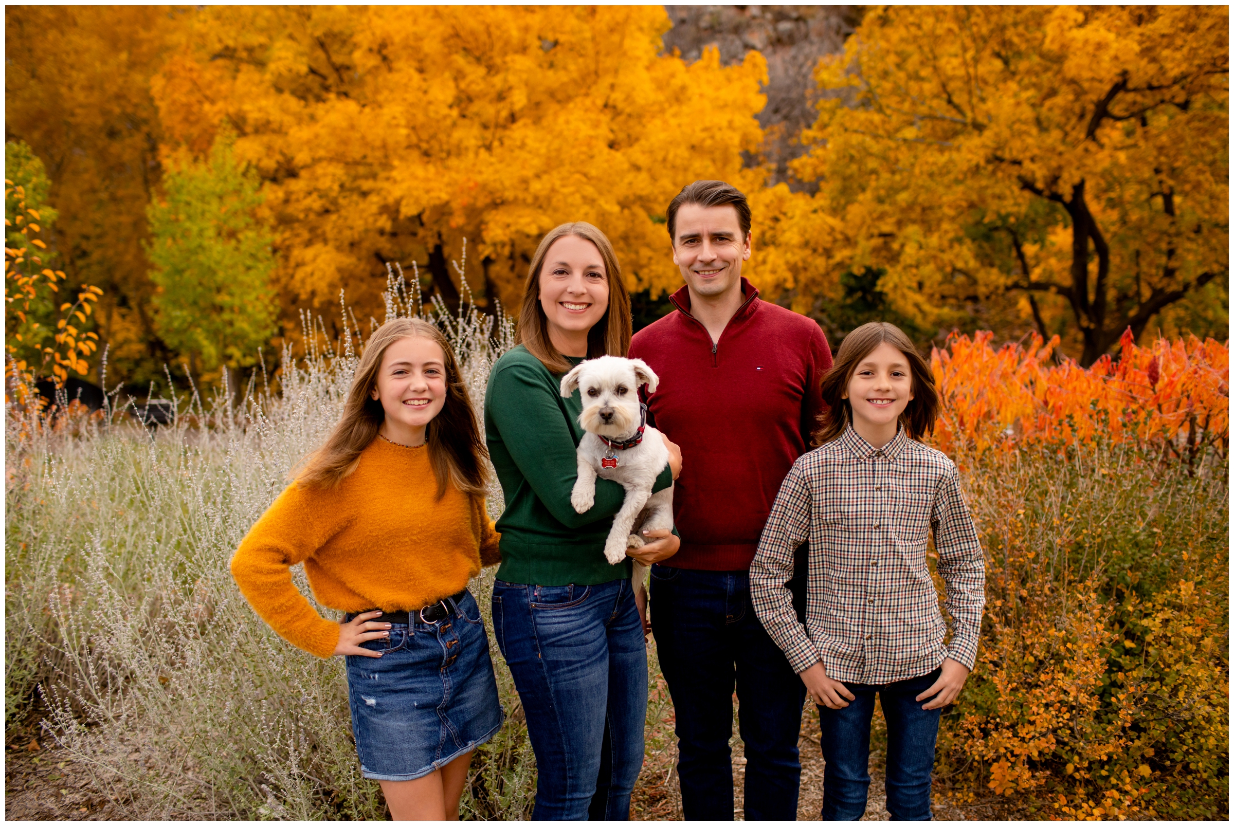 colorful fall portrait session at the Lavern M Johnson Park in CO mountains