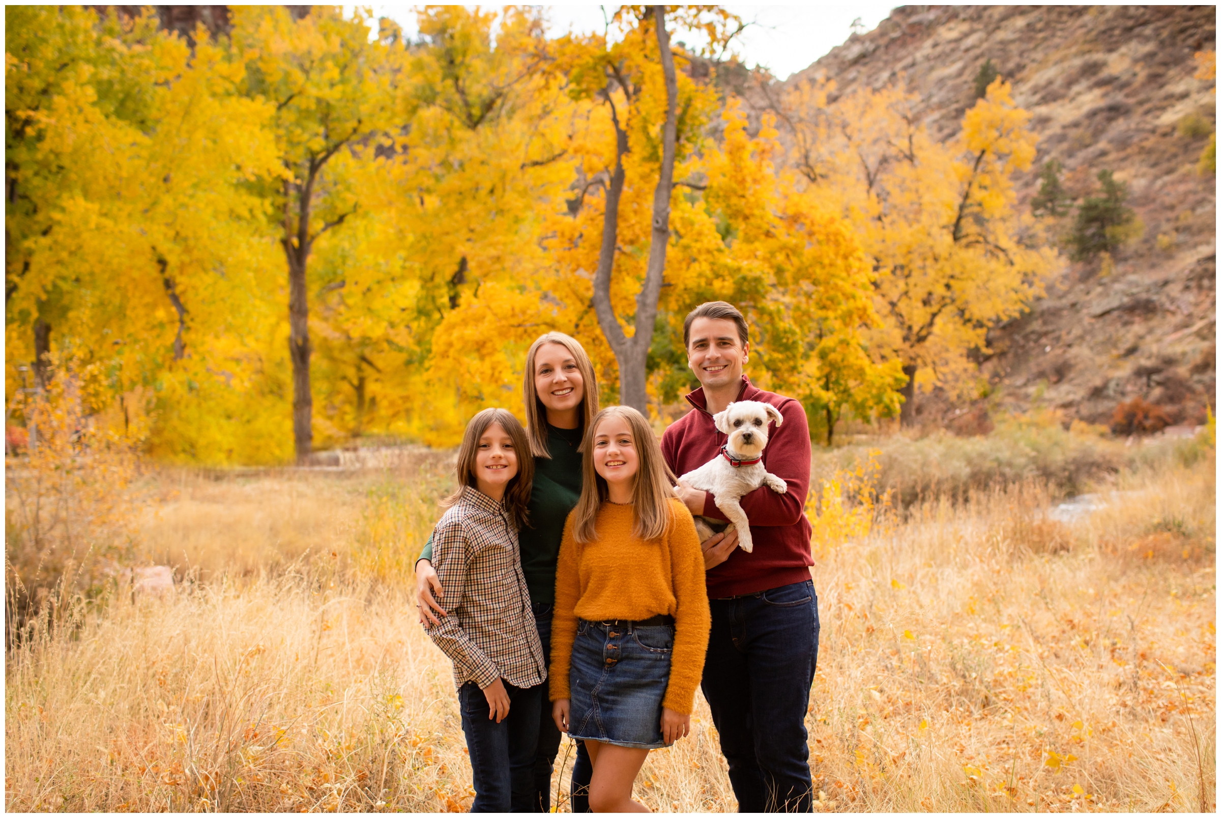 Colorado portrait session in the mountains with fall foliage in background 