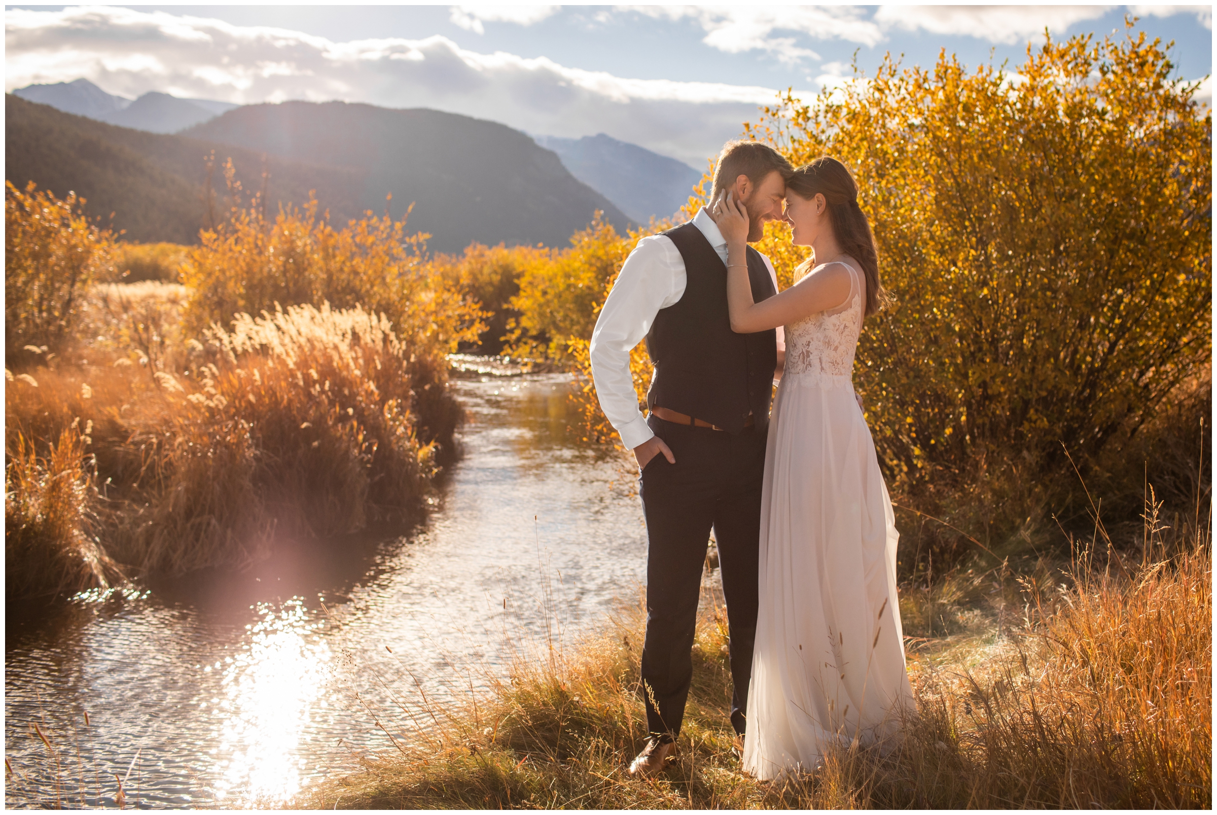 Colorado elopement inspiration by the river at Moraine Park in estes Park 